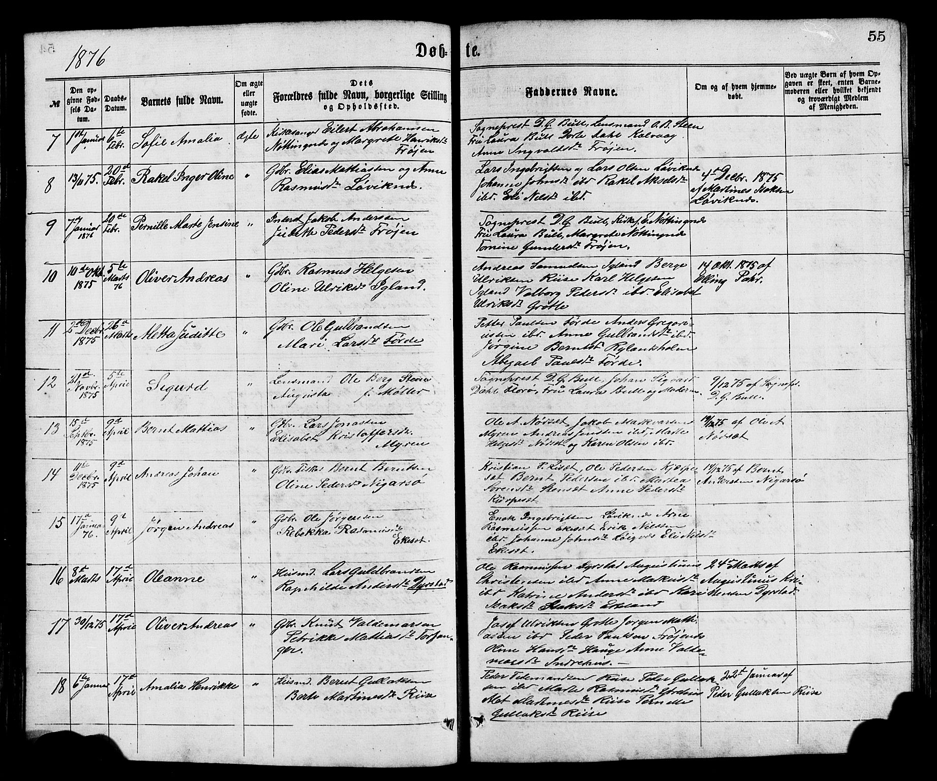 Bremanger sokneprestembete, SAB/A-82201/H/Hab/Haba/L0002: Parish register (copy) no. A 2, 1866-1889, p. 55