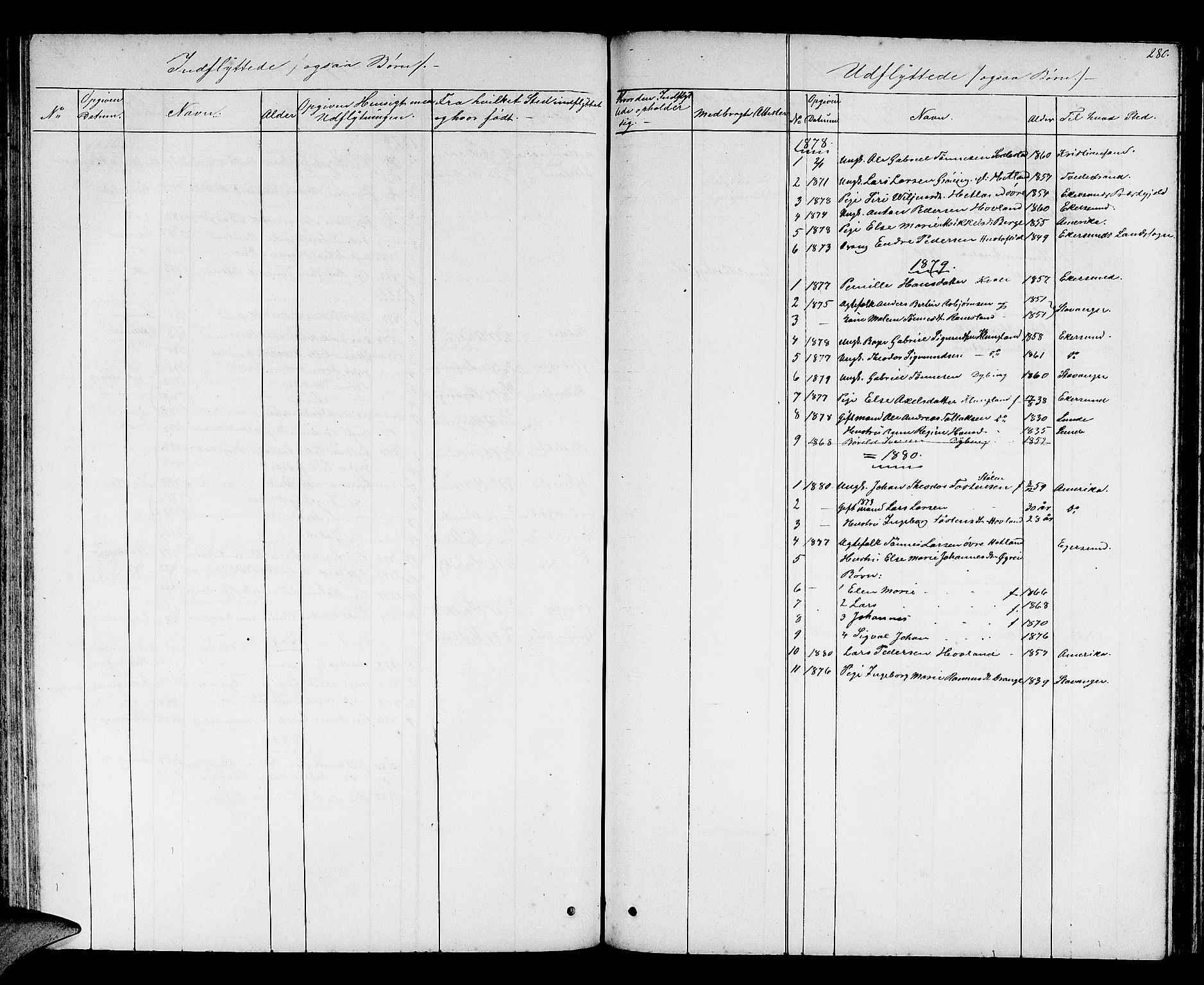 Helleland sokneprestkontor, AV/SAST-A-101810: Parish register (copy) no. B 2, 1848-1886, p. 280