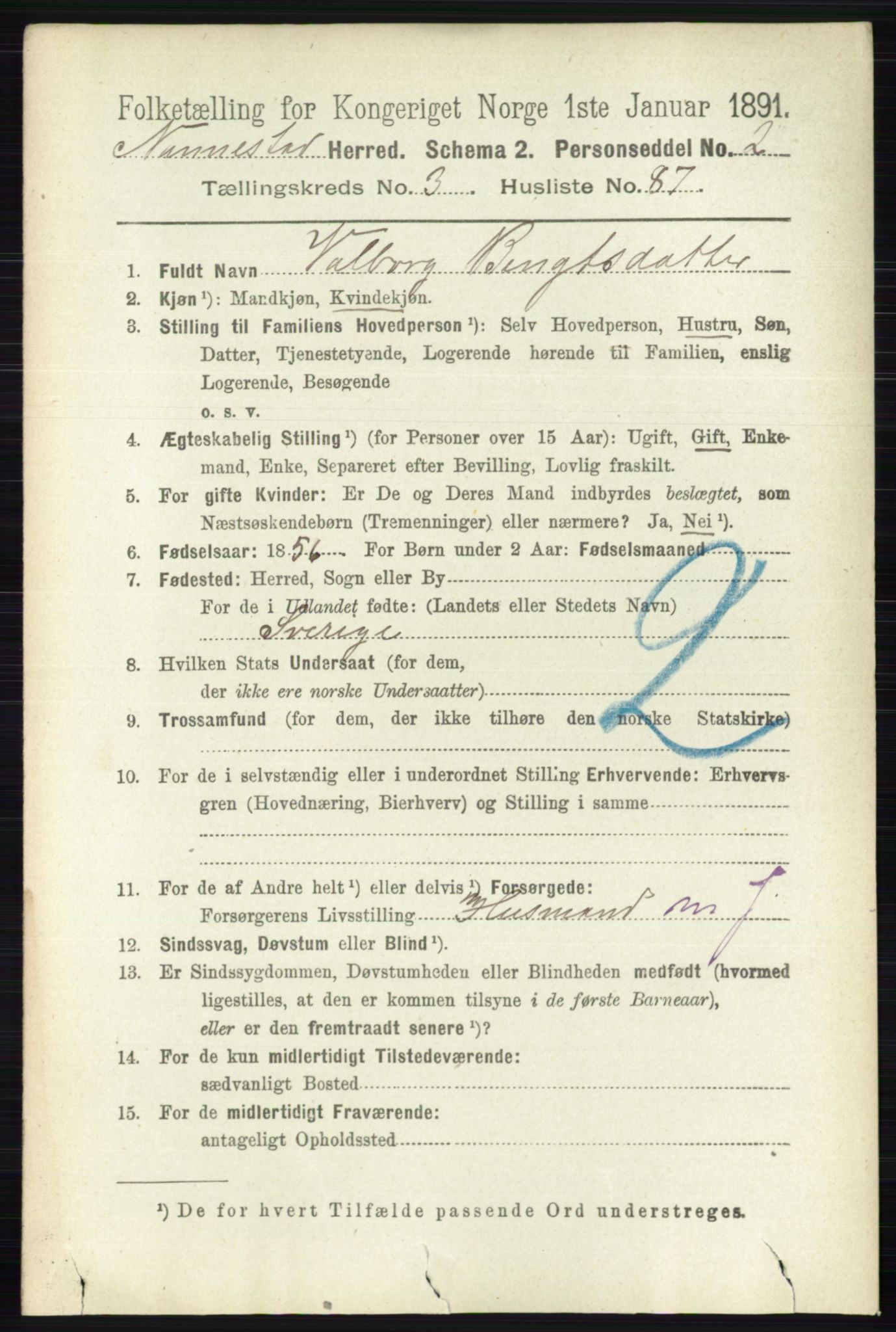 RA, 1891 census for 0238 Nannestad, 1891, p. 1967