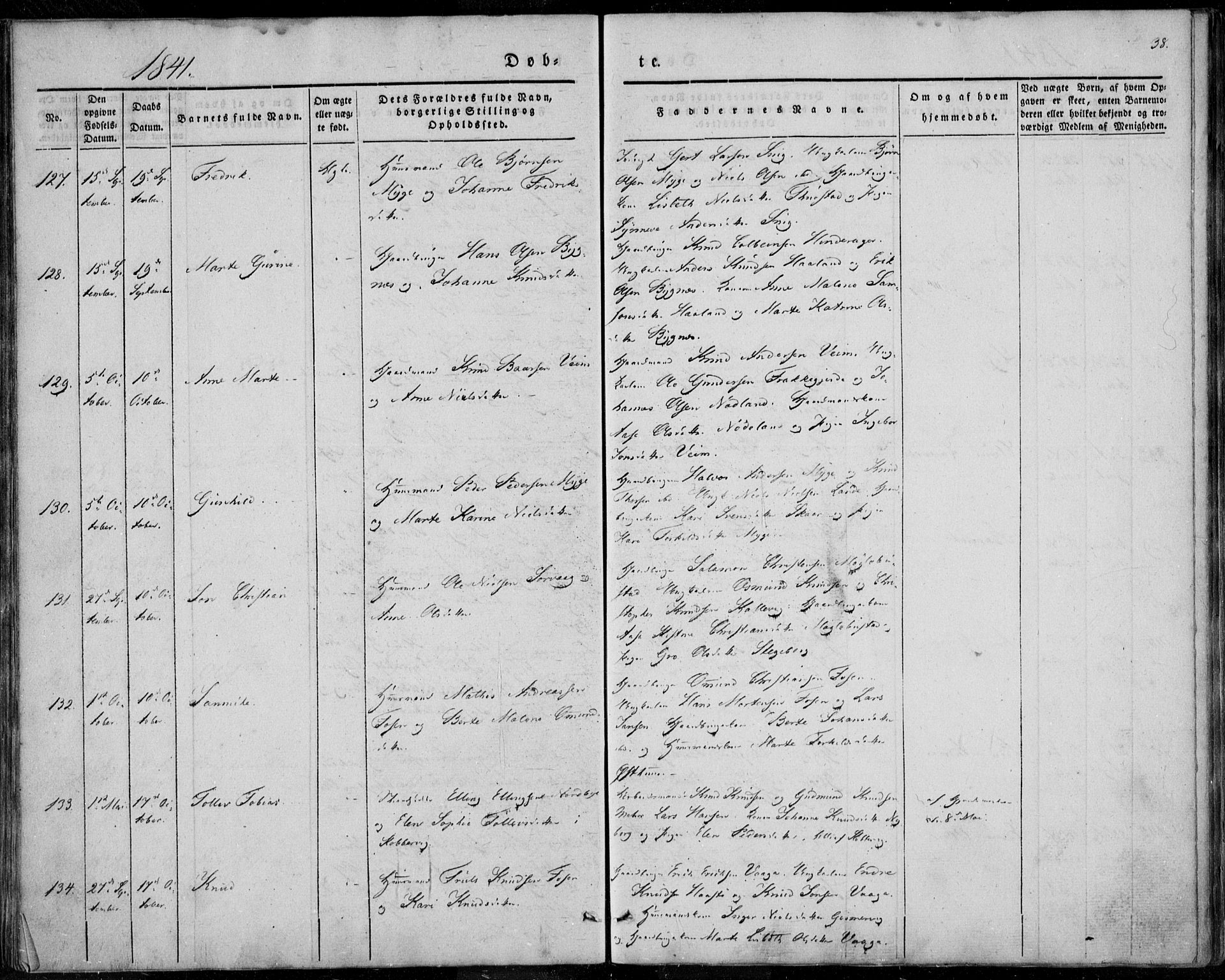 Avaldsnes sokneprestkontor, SAST/A -101851/H/Ha/Haa/L0006: Parish register (official) no. A 6, 1839-1847, p. 38