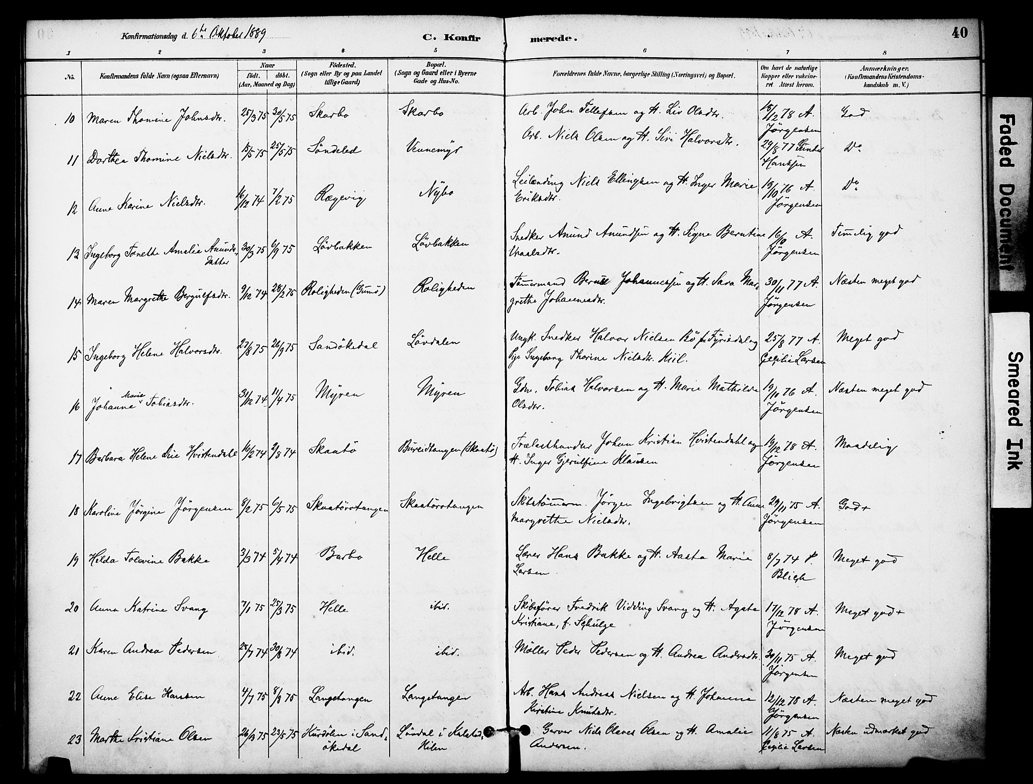 Skåtøy kirkebøker, AV/SAKO-A-304/F/Fa/L0003: Parish register (official) no. I 3, 1884-1899, p. 40