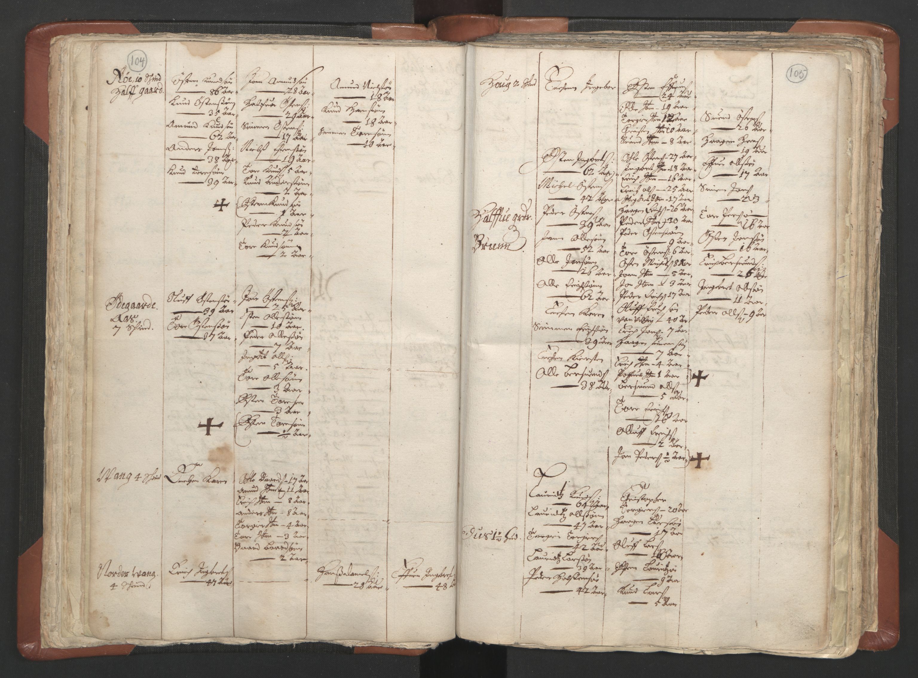 RA, Vicar's Census 1664-1666, no. 5: Hedmark deanery, 1664-1666, p. 104-105