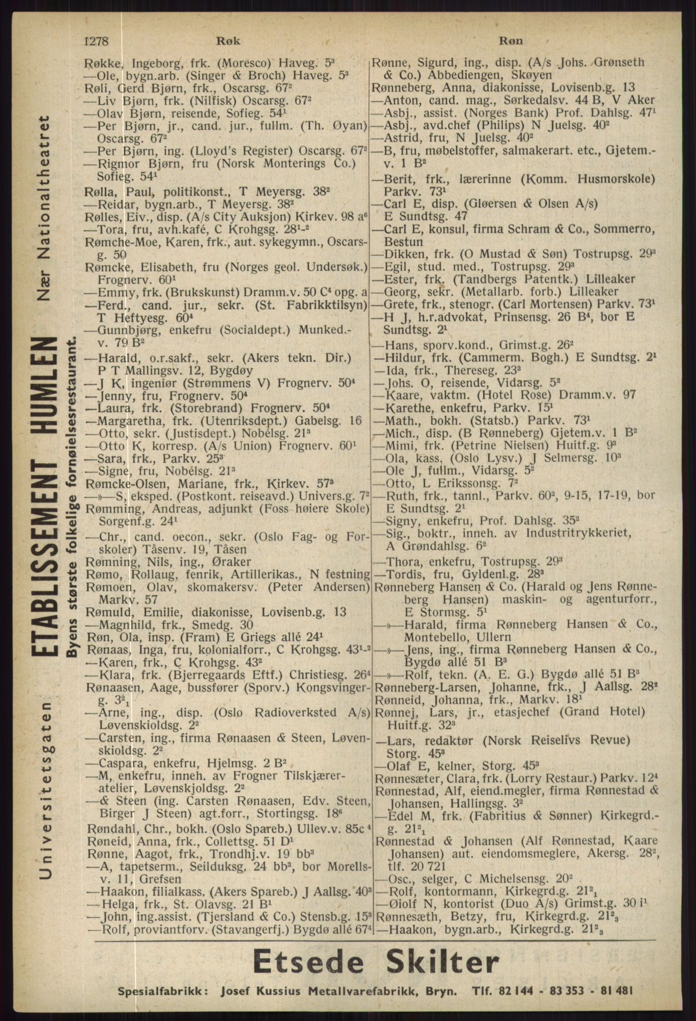 Kristiania/Oslo adressebok, PUBL/-, 1936, p. 1278