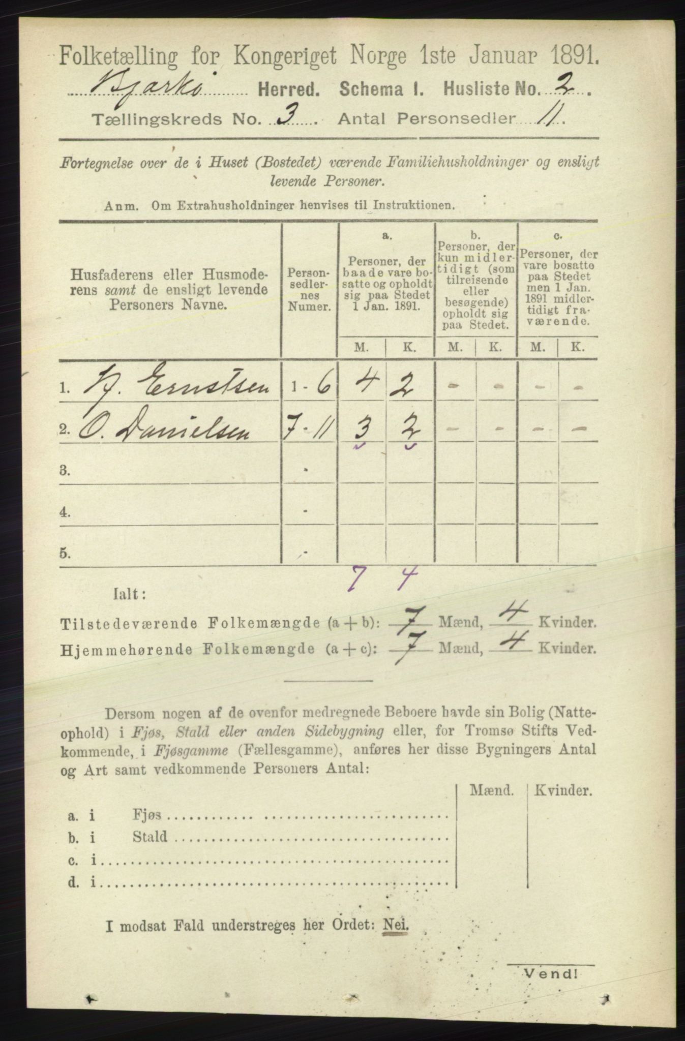 RA, 1891 census for 1915 Bjarkøy, 1891, p. 1482