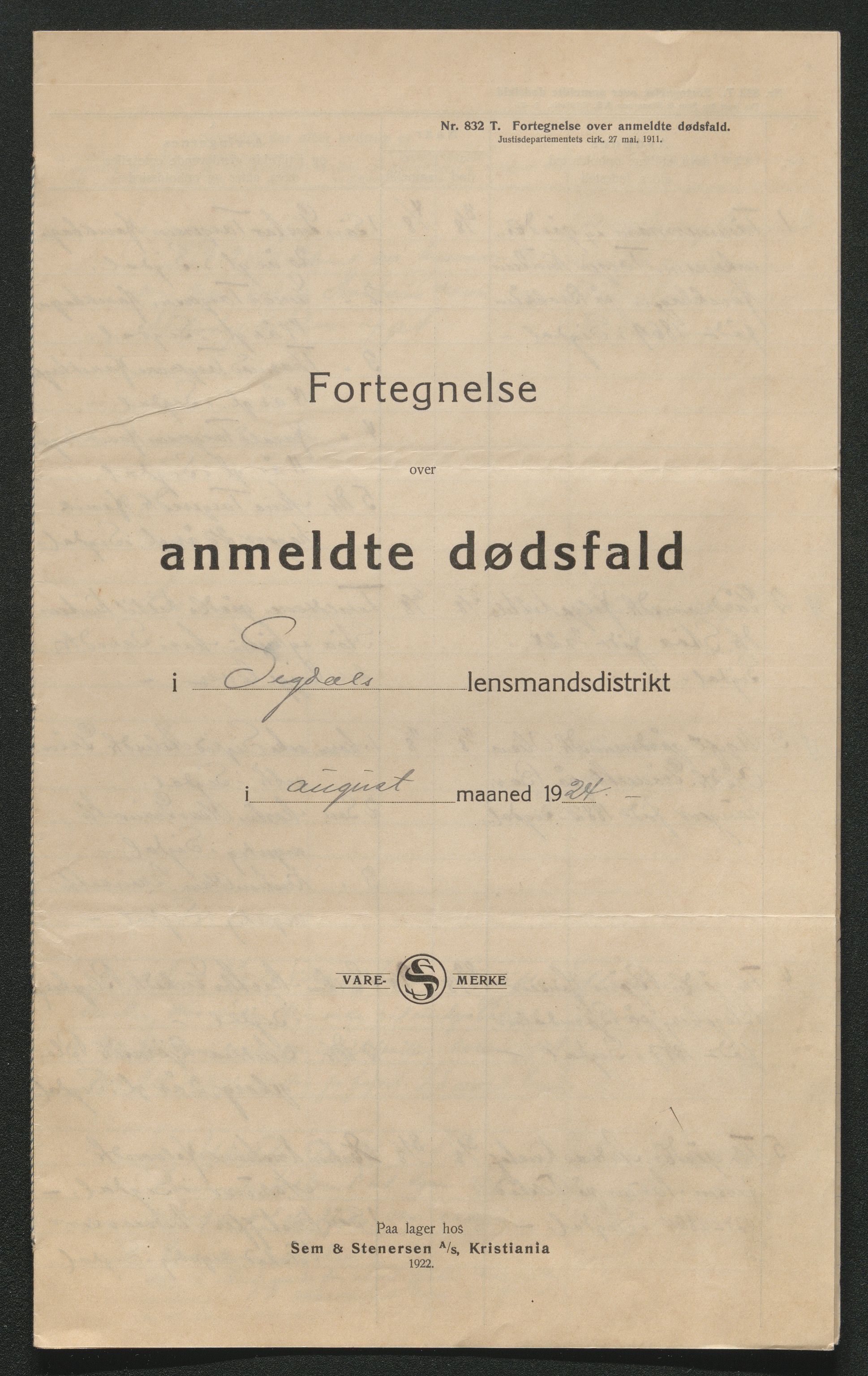 Eiker, Modum og Sigdal sorenskriveri, AV/SAKO-A-123/H/Ha/Hab/L0042: Dødsfallsmeldinger, 1924, p. 384