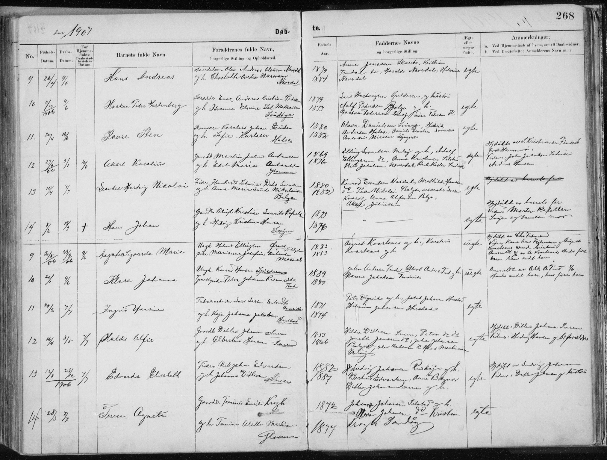 Ministerialprotokoller, klokkerbøker og fødselsregistre - Nordland, SAT/A-1459/843/L0636: Parish register (copy) no. 843C05, 1884-1909, p. 268