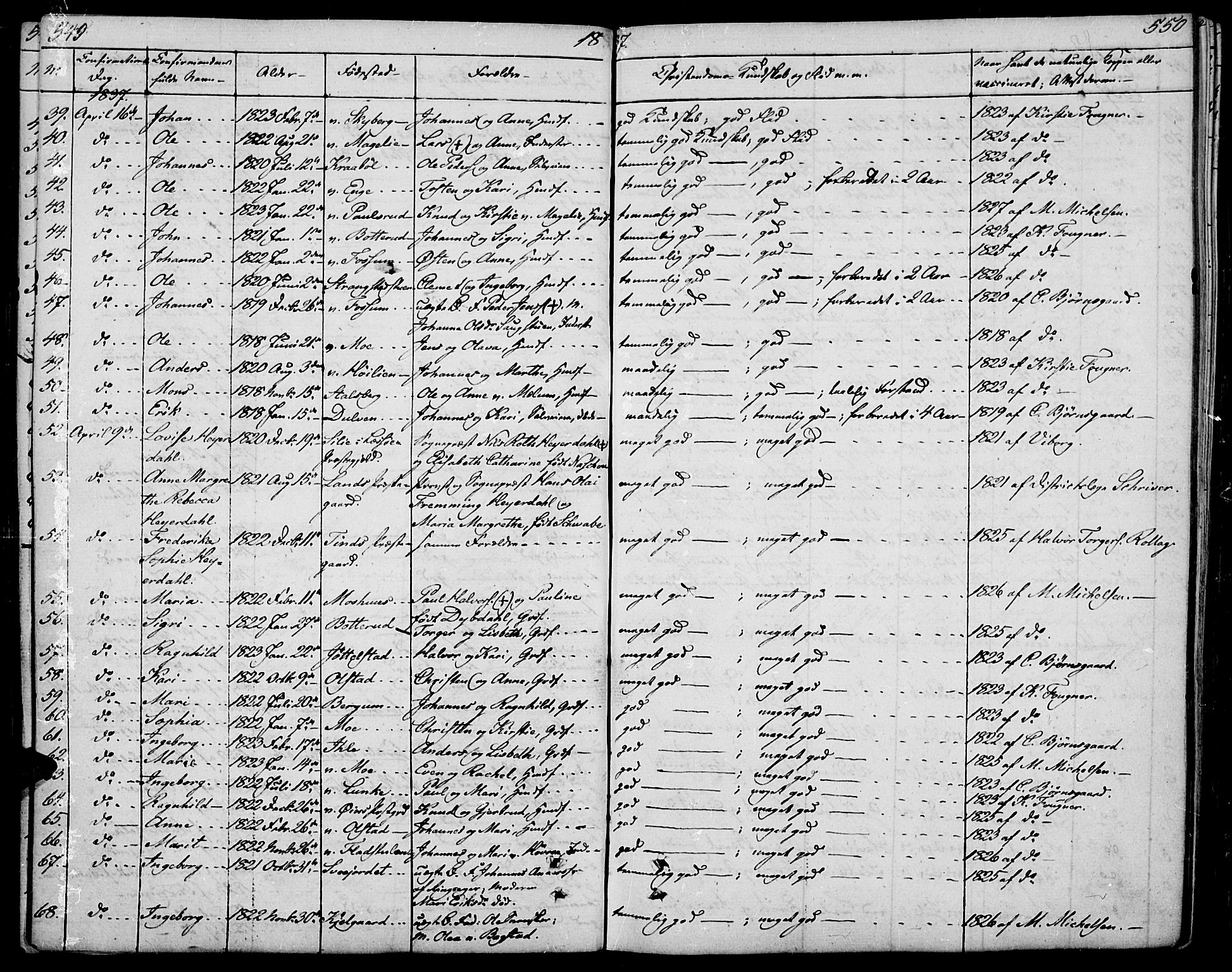 Øyer prestekontor, AV/SAH-PREST-084/H/Ha/Haa/L0004: Parish register (official) no. 4, 1824-1841, p. 549-550