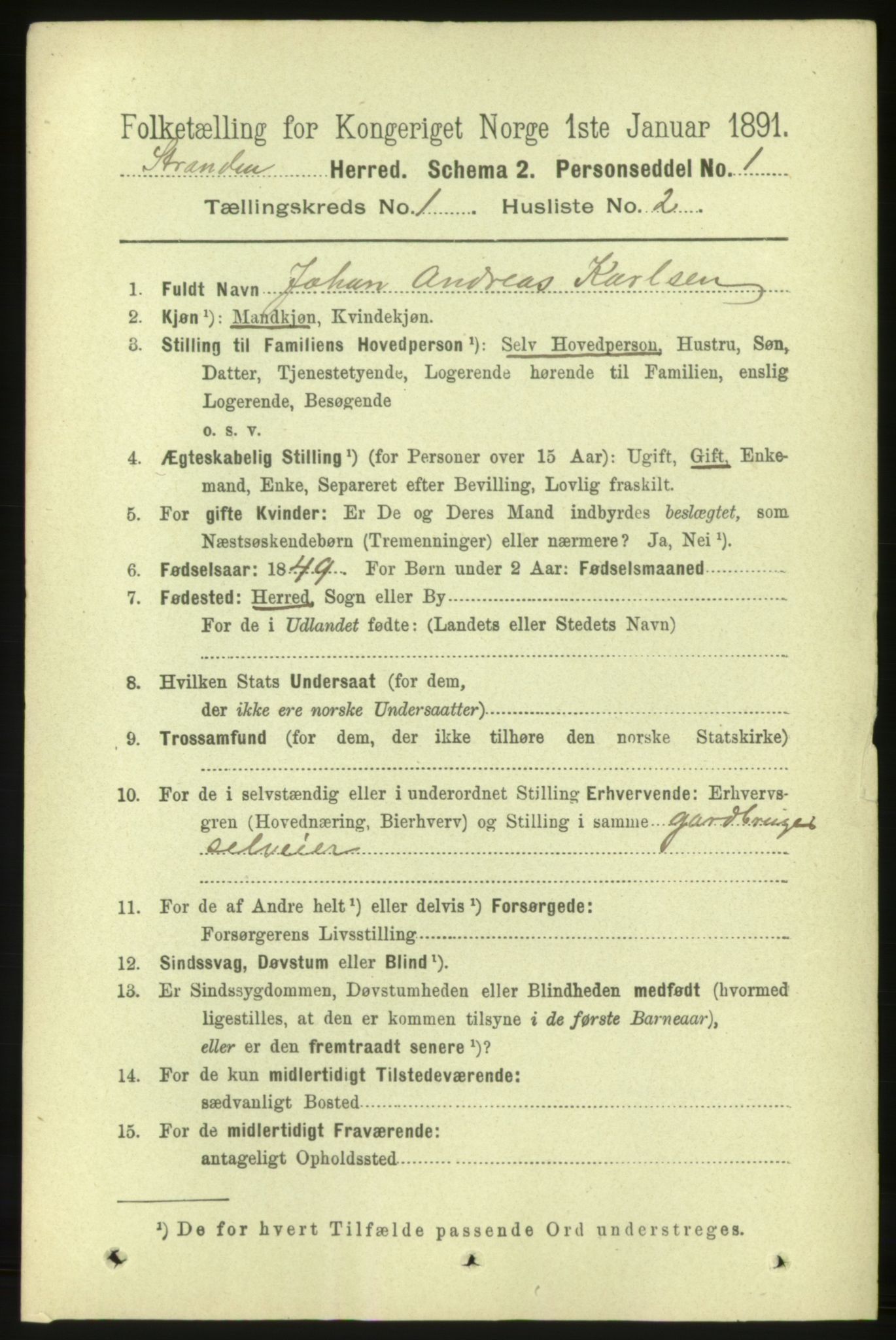 RA, 1891 census for 1525 Stranda, 1891, p. 58