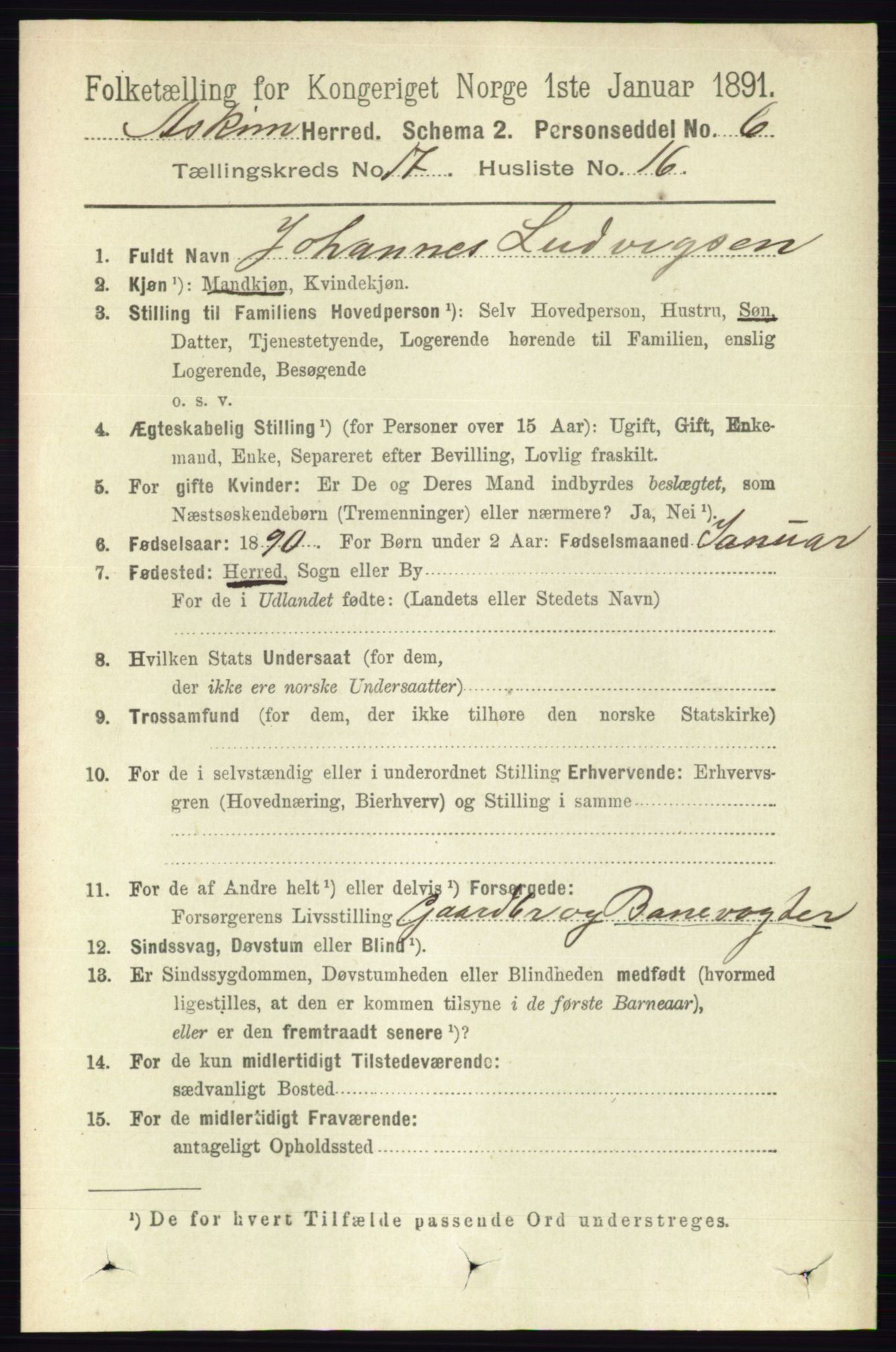 RA, 1891 census for 0124 Askim, 1891, p. 2945