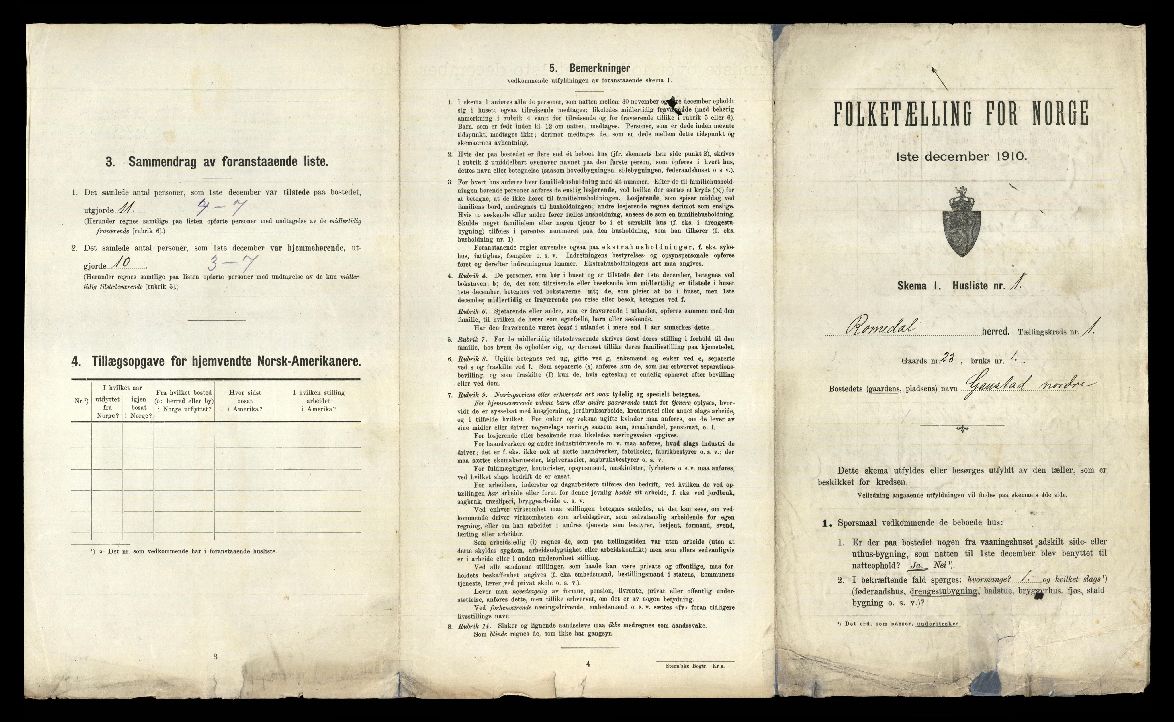 RA, 1910 census for Romedal, 1910, p. 51