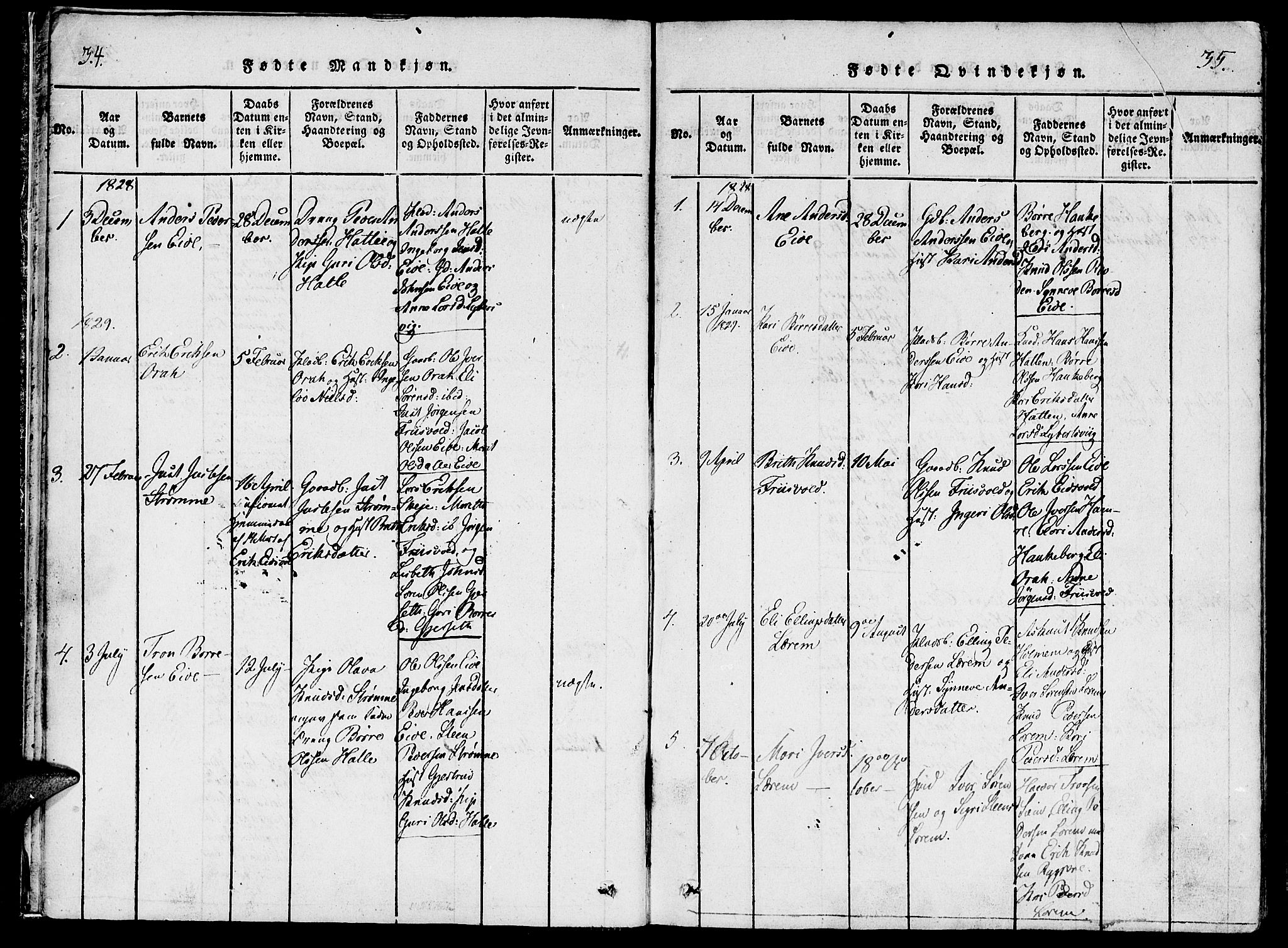 Ministerialprotokoller, klokkerbøker og fødselsregistre - Møre og Romsdal, AV/SAT-A-1454/542/L0551: Parish register (official) no. 542A01, 1818-1853, p. 34-35