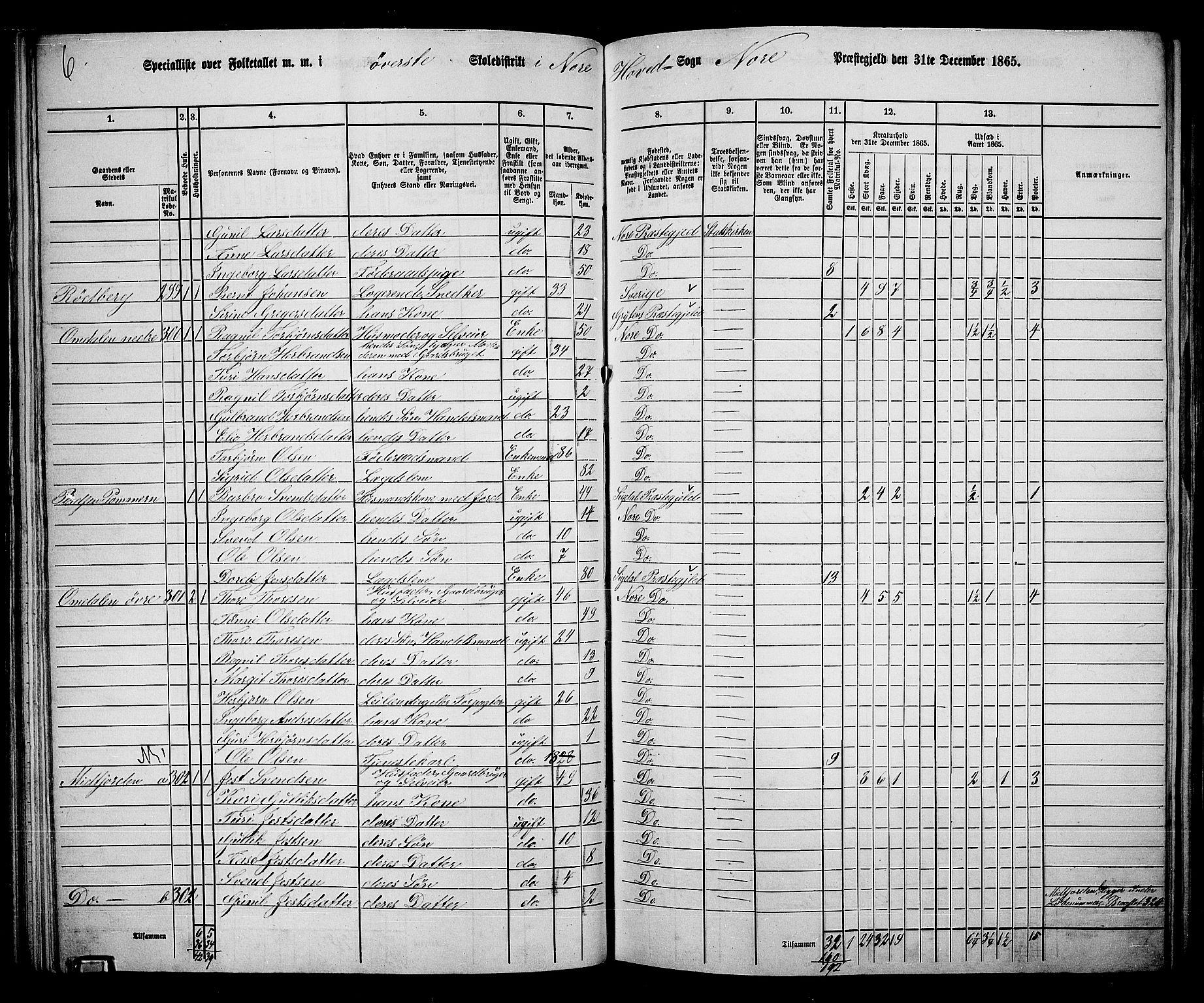 RA, 1865 census for Nore, 1865, p. 75