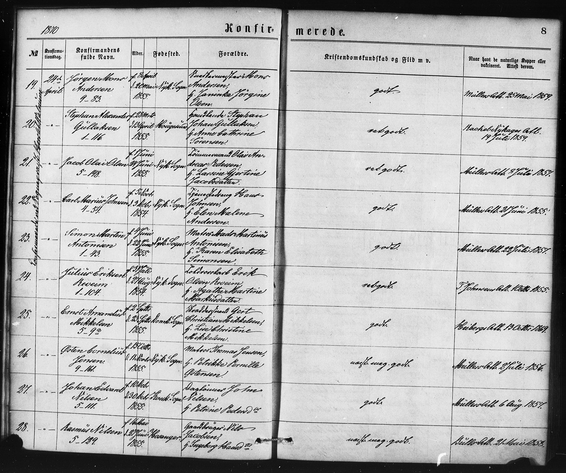 Nykirken Sokneprestembete, SAB/A-77101/H/Haa/L0025: Parish register (official) no. C 4, 1870-1886, p. 8