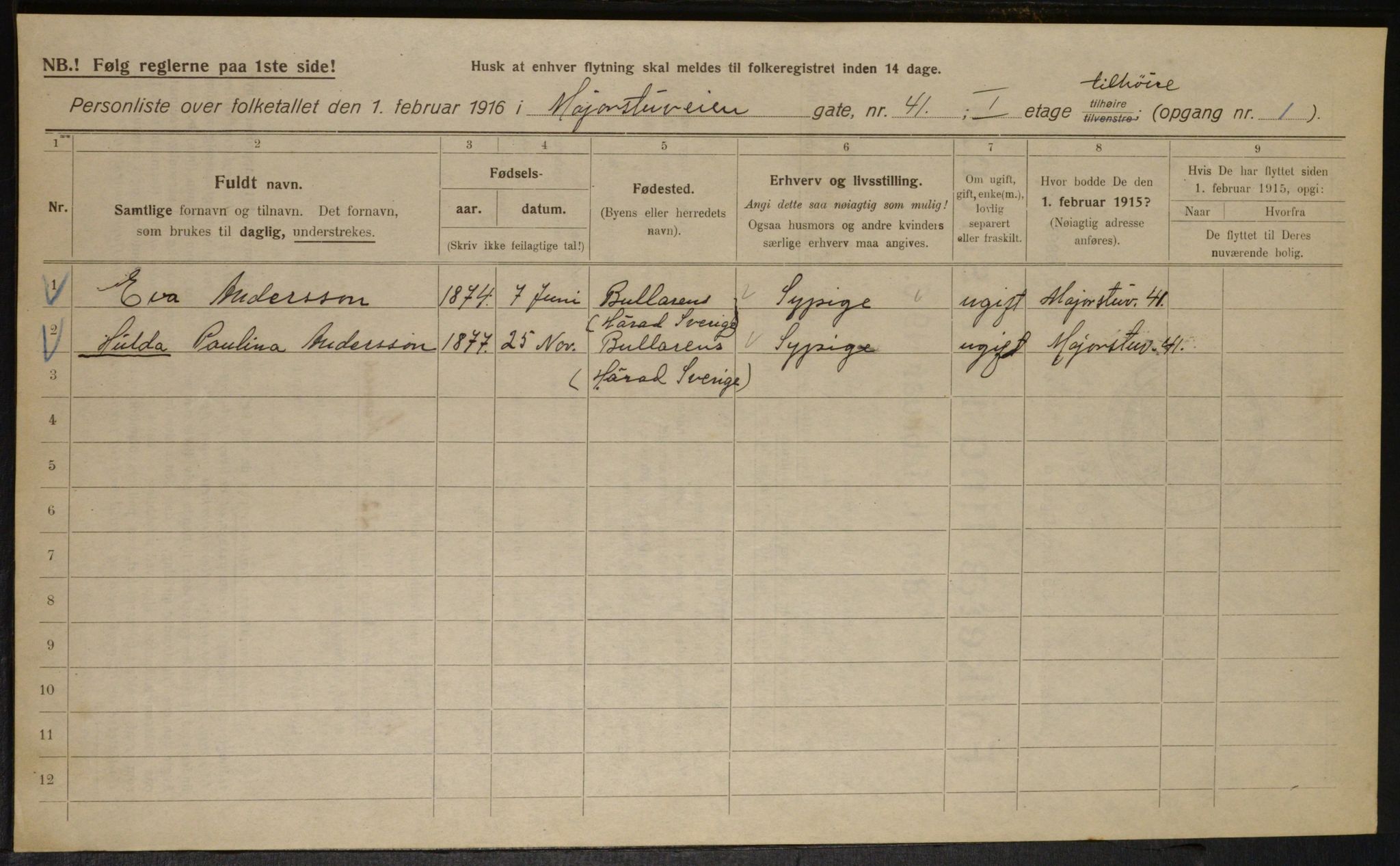 OBA, Municipal Census 1916 for Kristiania, 1916, p. 61389