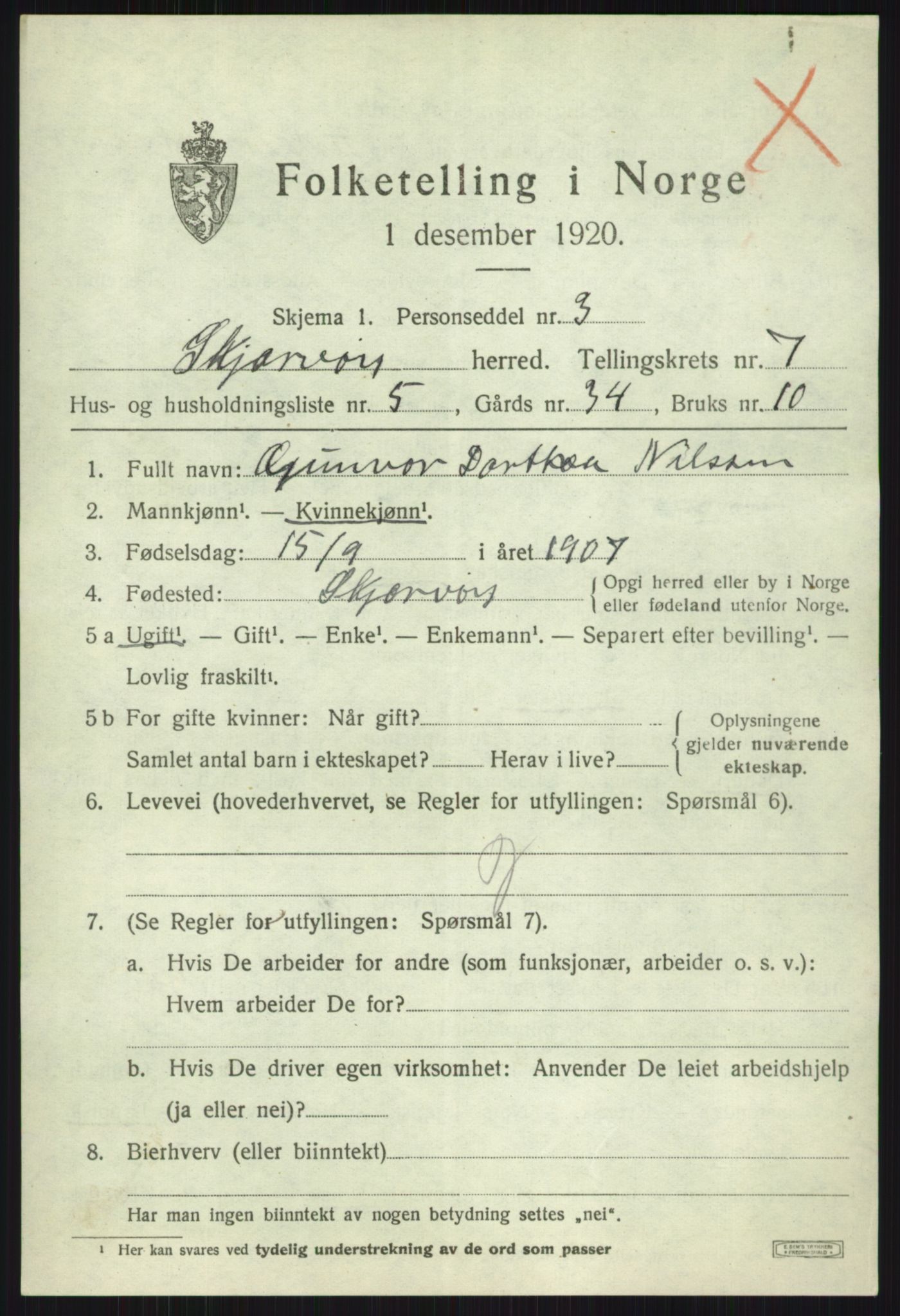 SATØ, 1920 census for Skjervøy, 1920, p. 4331