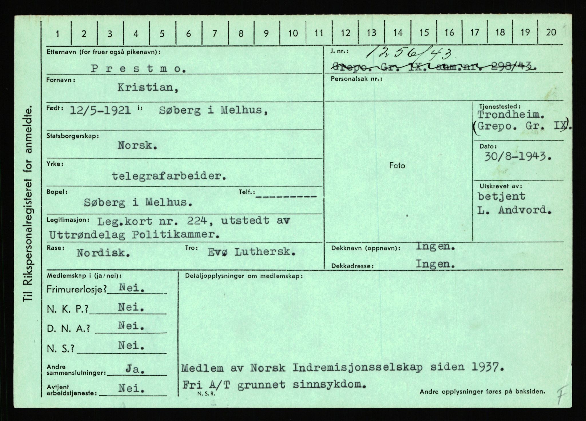 Statspolitiet - Hovedkontoret / Osloavdelingen, AV/RA-S-1329/C/Ca/L0012: Oanæs - Quistgaard	, 1943-1945, p. 4817