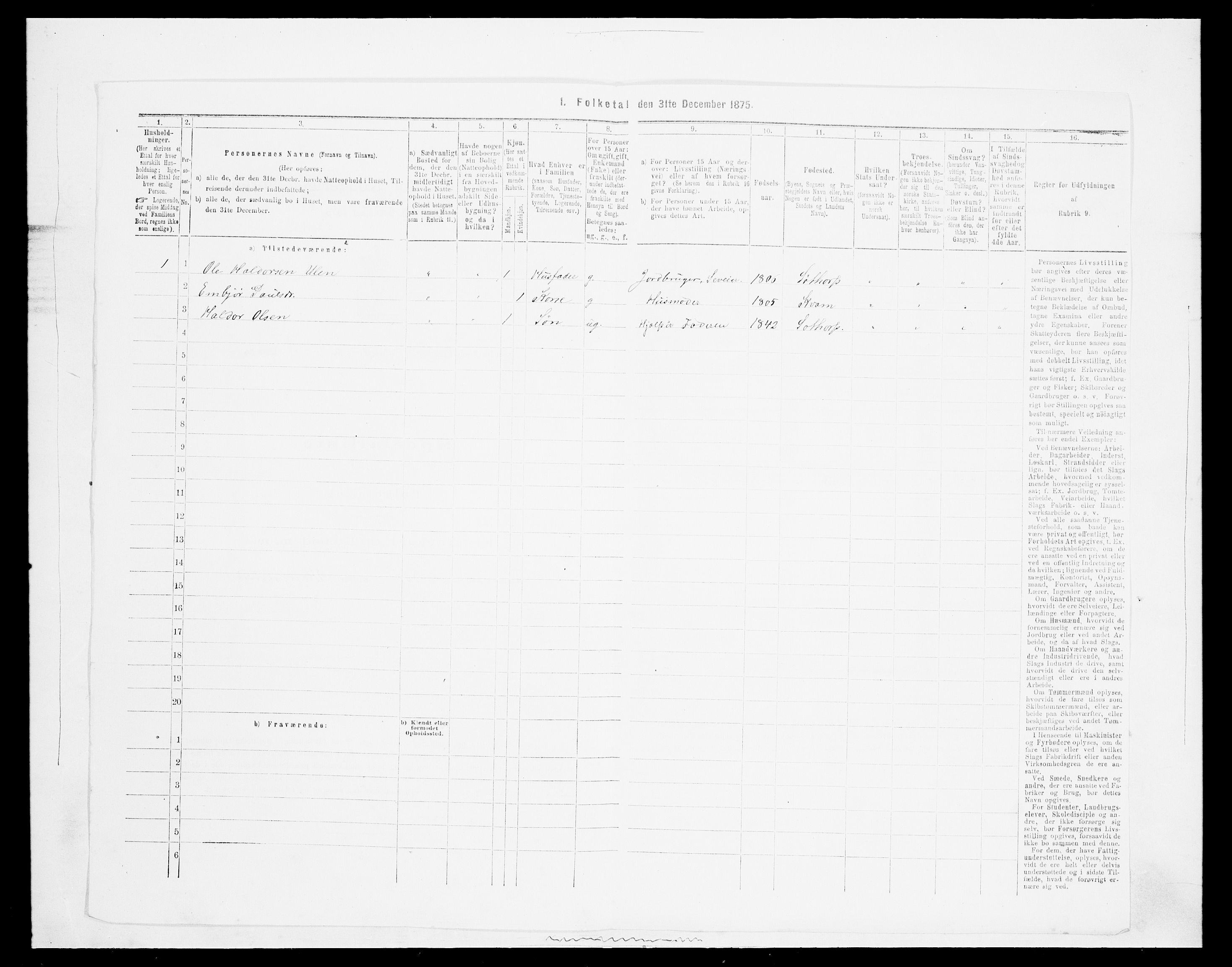 SAH, 1875 census for 0518P Nord-Fron, 1875, p. 925