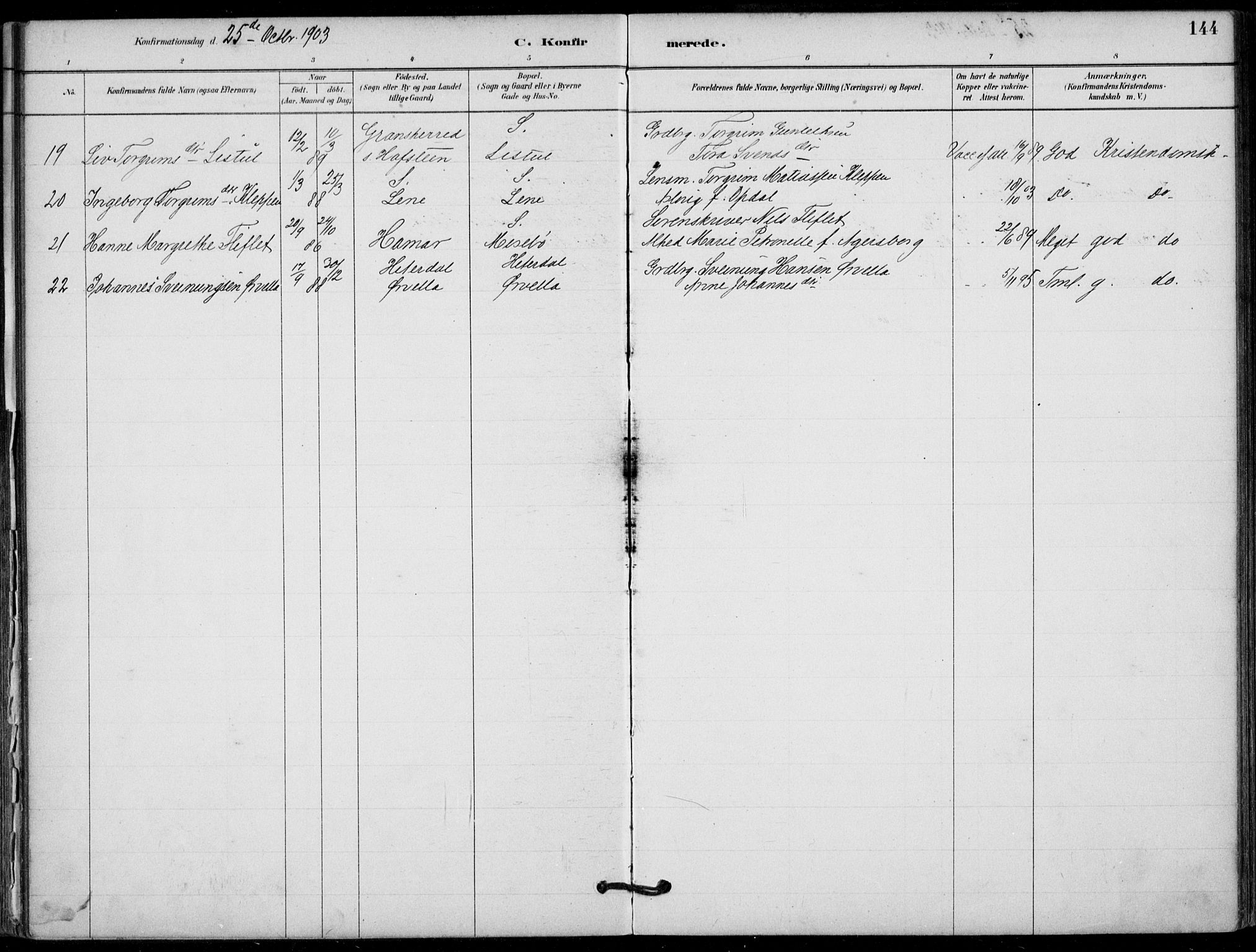 Hjartdal kirkebøker, SAKO/A-270/F/Fb/L0002: Parish register (official) no. II 2, 1880-1932, p. 144