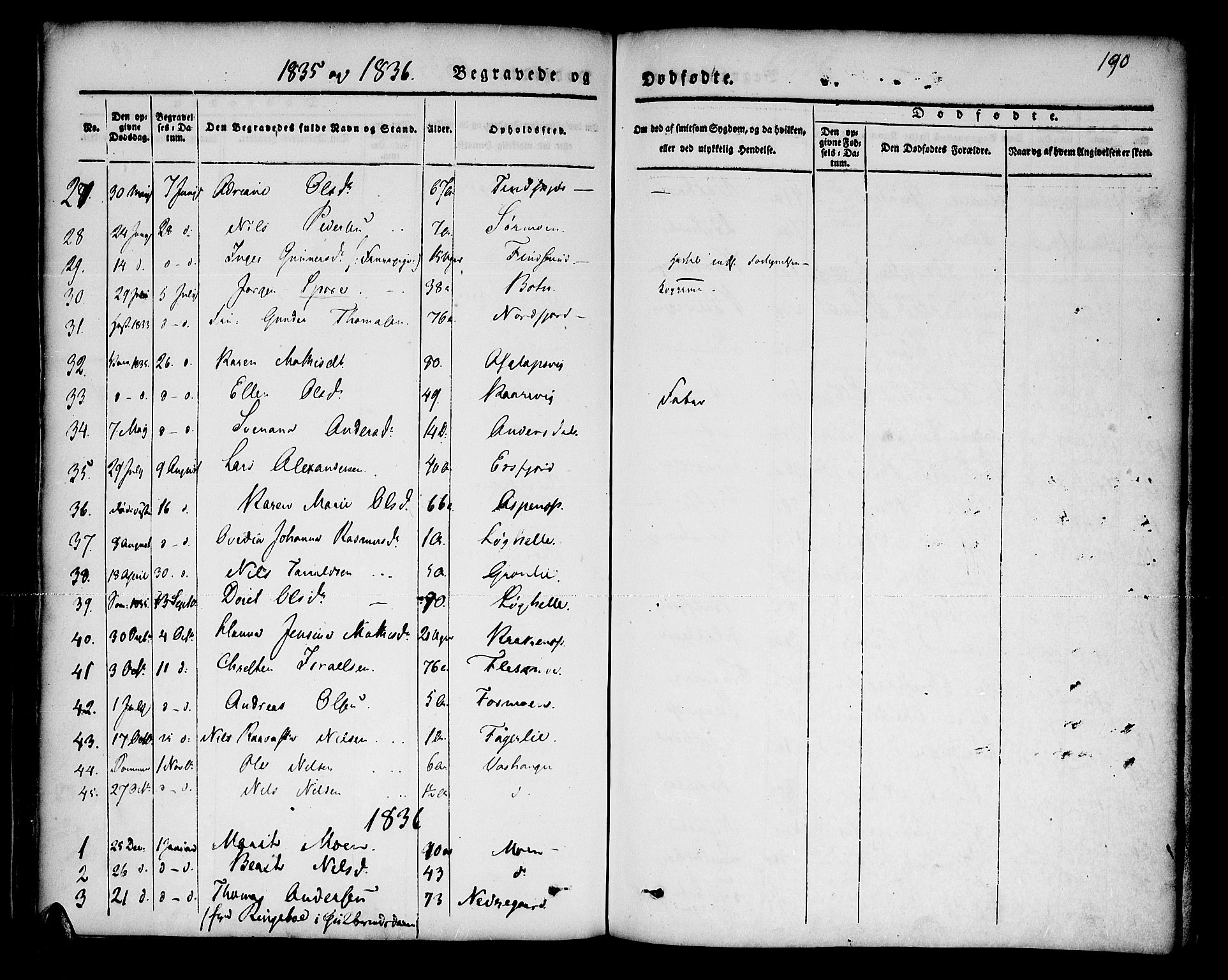 Lenvik sokneprestembete, SATØ/S-1310/H/Ha/Haa/L0004kirke: Parish register (official) no. 4, 1832-1844, p. 190
