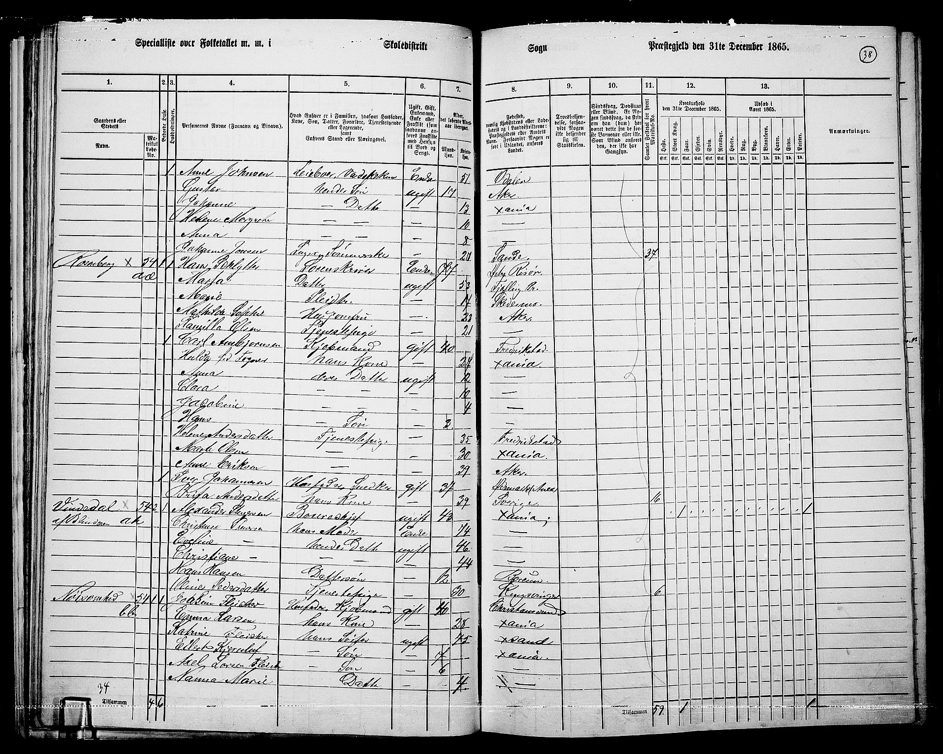 RA, 1865 census for Vestre Aker, 1865, p. 35