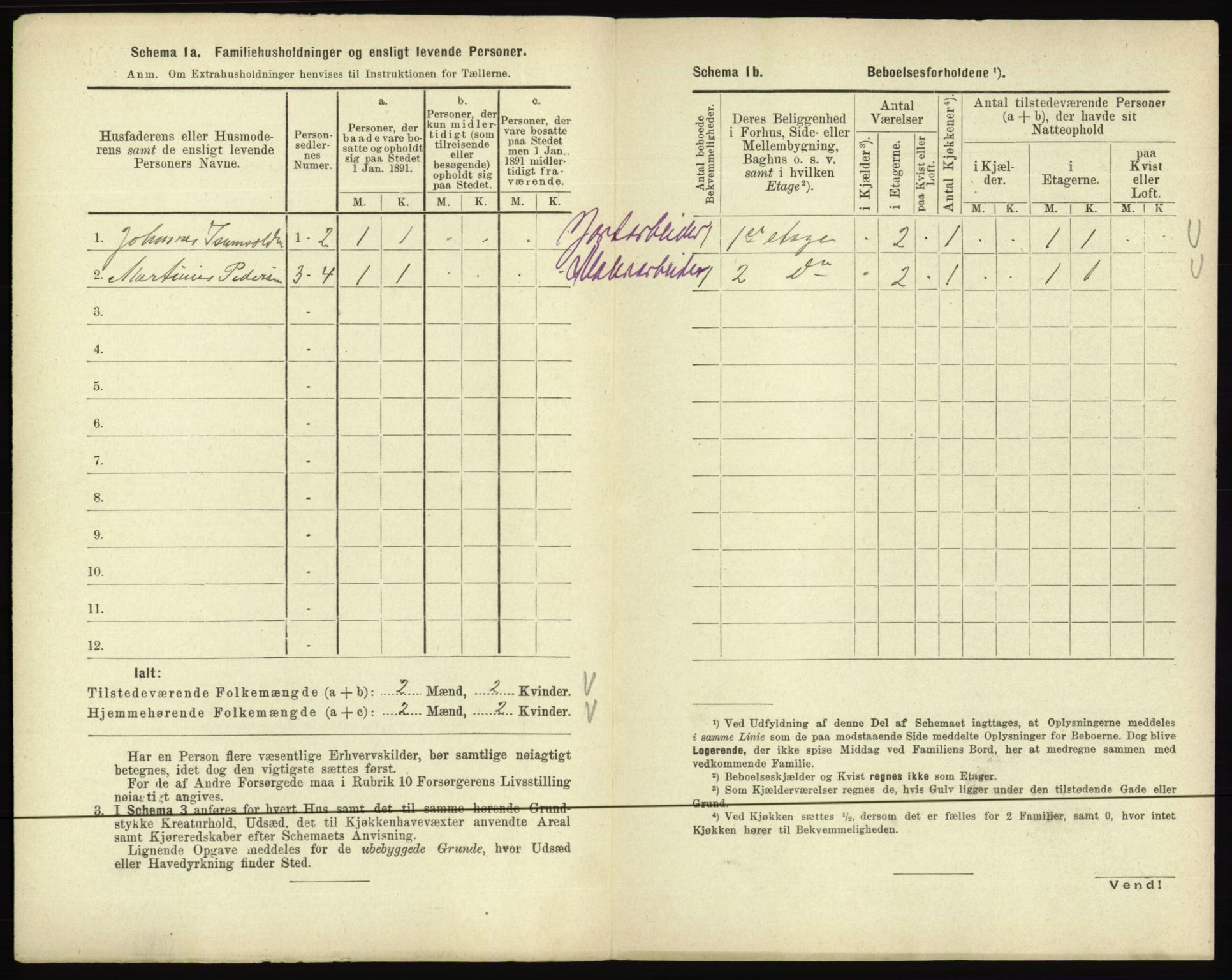 RA, 1891 census for 0501 Lillehammer, 1891, p. 222