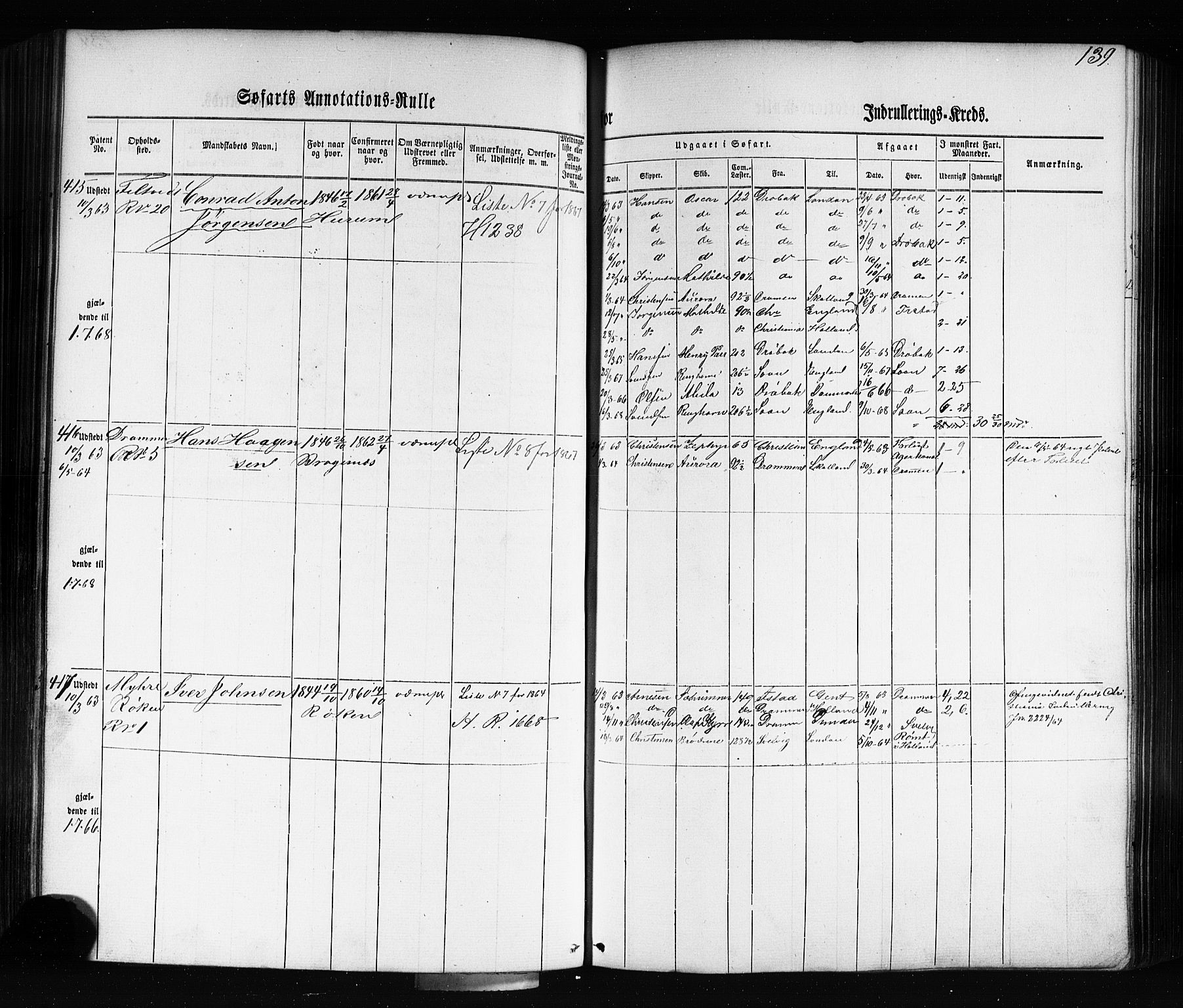 Drammen innrulleringsdistrikt, AV/SAKO-A-781/F/Fb/L0002: Annotasjonsrulle, 1860-1868, p. 150