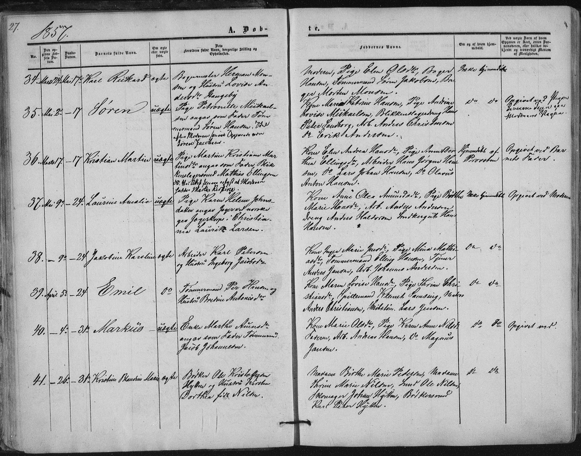 Tønsberg kirkebøker, SAKO/A-330/F/Fa/L0008: Parish register (official) no. I 8, 1855-1864, p. 27