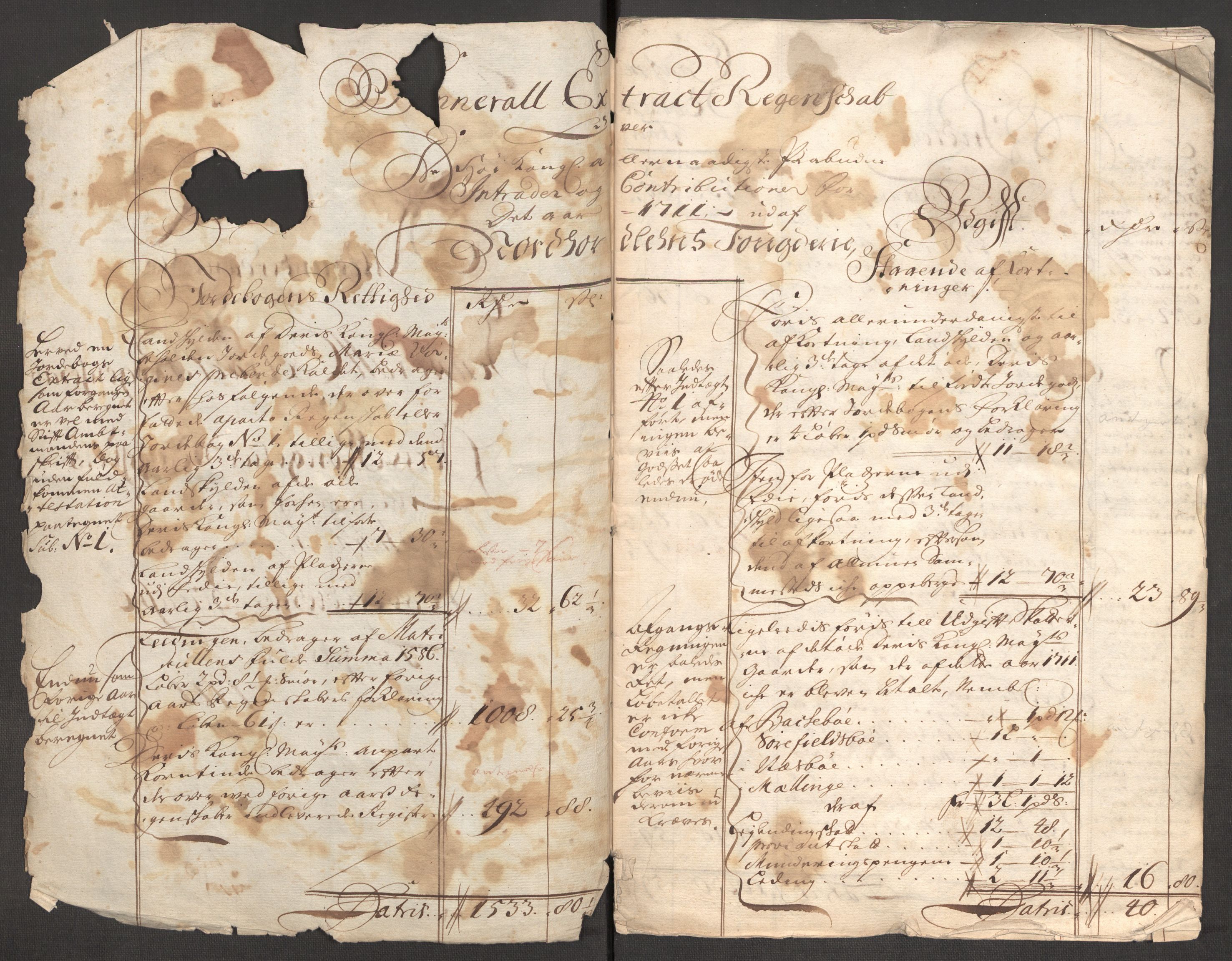 Rentekammeret inntil 1814, Reviderte regnskaper, Fogderegnskap, RA/EA-4092/R51/L3192: Fogderegnskap Nordhordland og Voss, 1711, p. 4