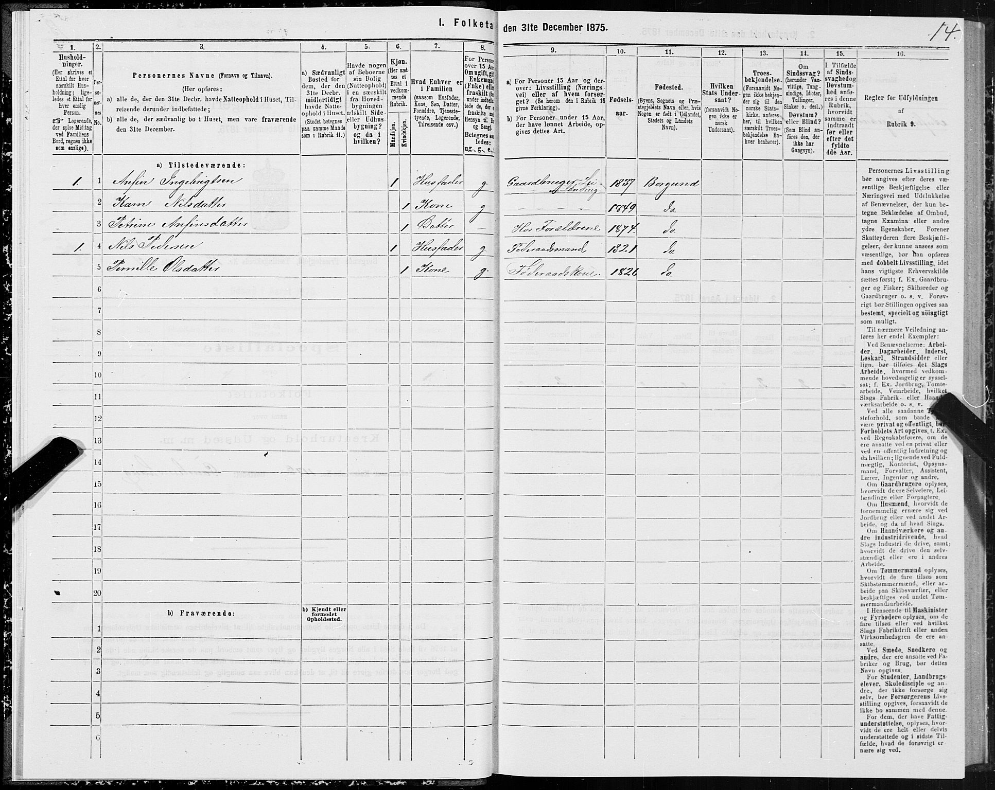 SAT, 1875 census for 1531P Borgund, 1875, p. 7014