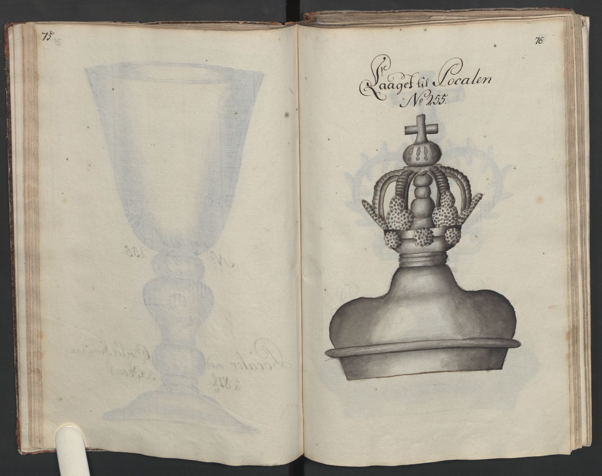 Glassverk, samlinger, AV/RA-PA-0001/F/Fa/L0036: Modellbok for Nøstetangens og Aas' produkter med prisangivelse,, 1763, p. 76