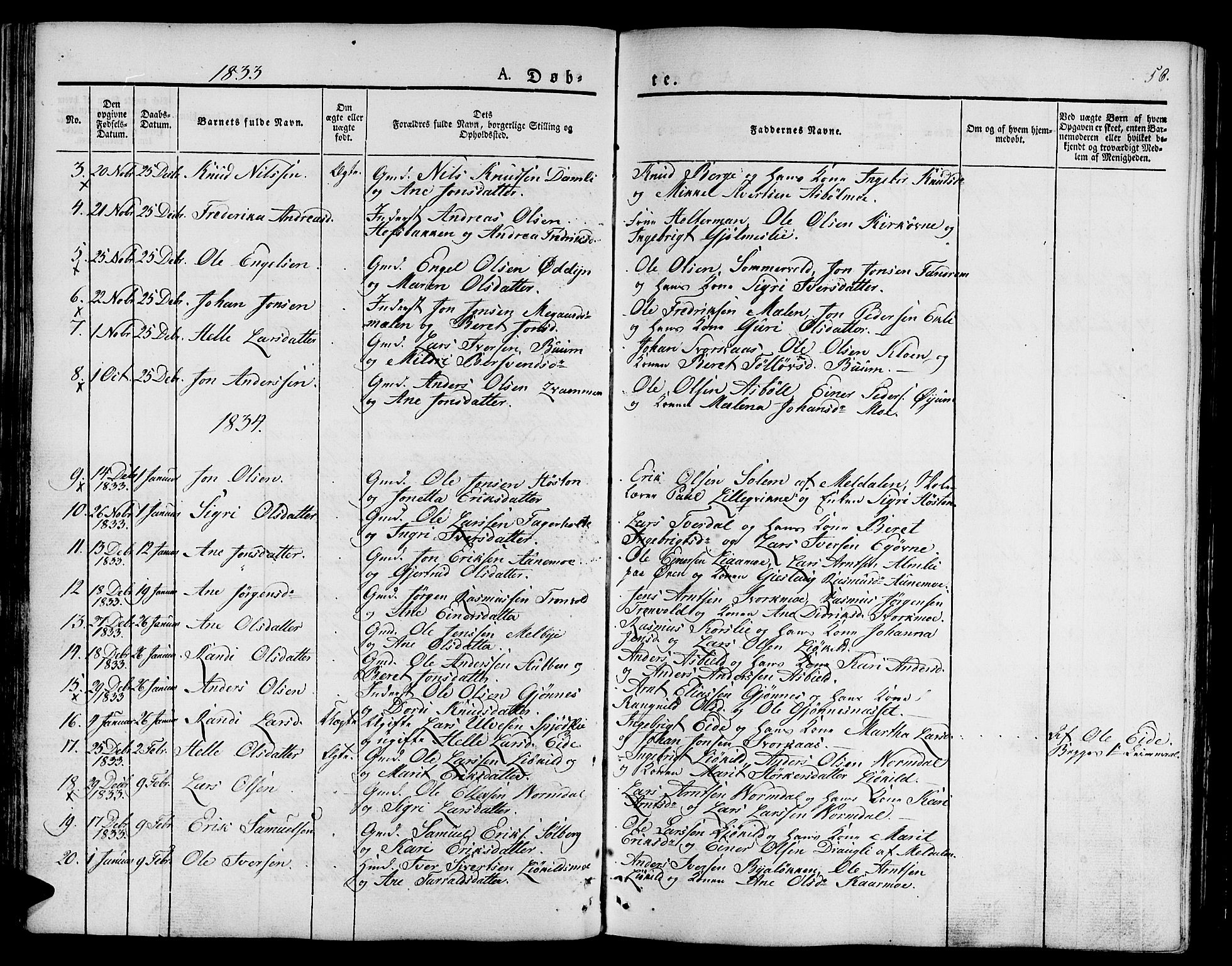 Ministerialprotokoller, klokkerbøker og fødselsregistre - Sør-Trøndelag, SAT/A-1456/668/L0804: Parish register (official) no. 668A04, 1826-1839, p. 56