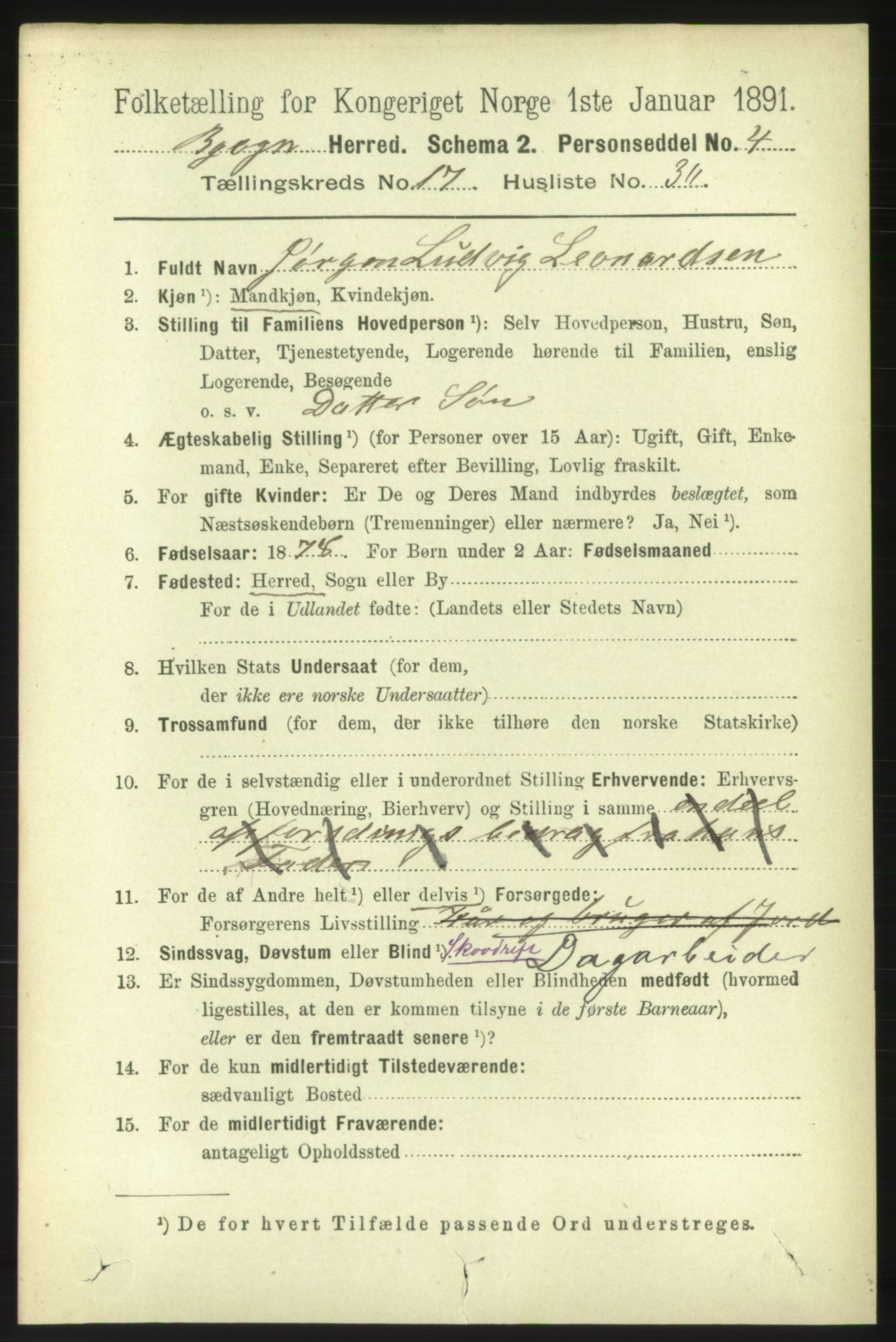 RA, 1891 census for 1627 Bjugn, 1891, p. 4897