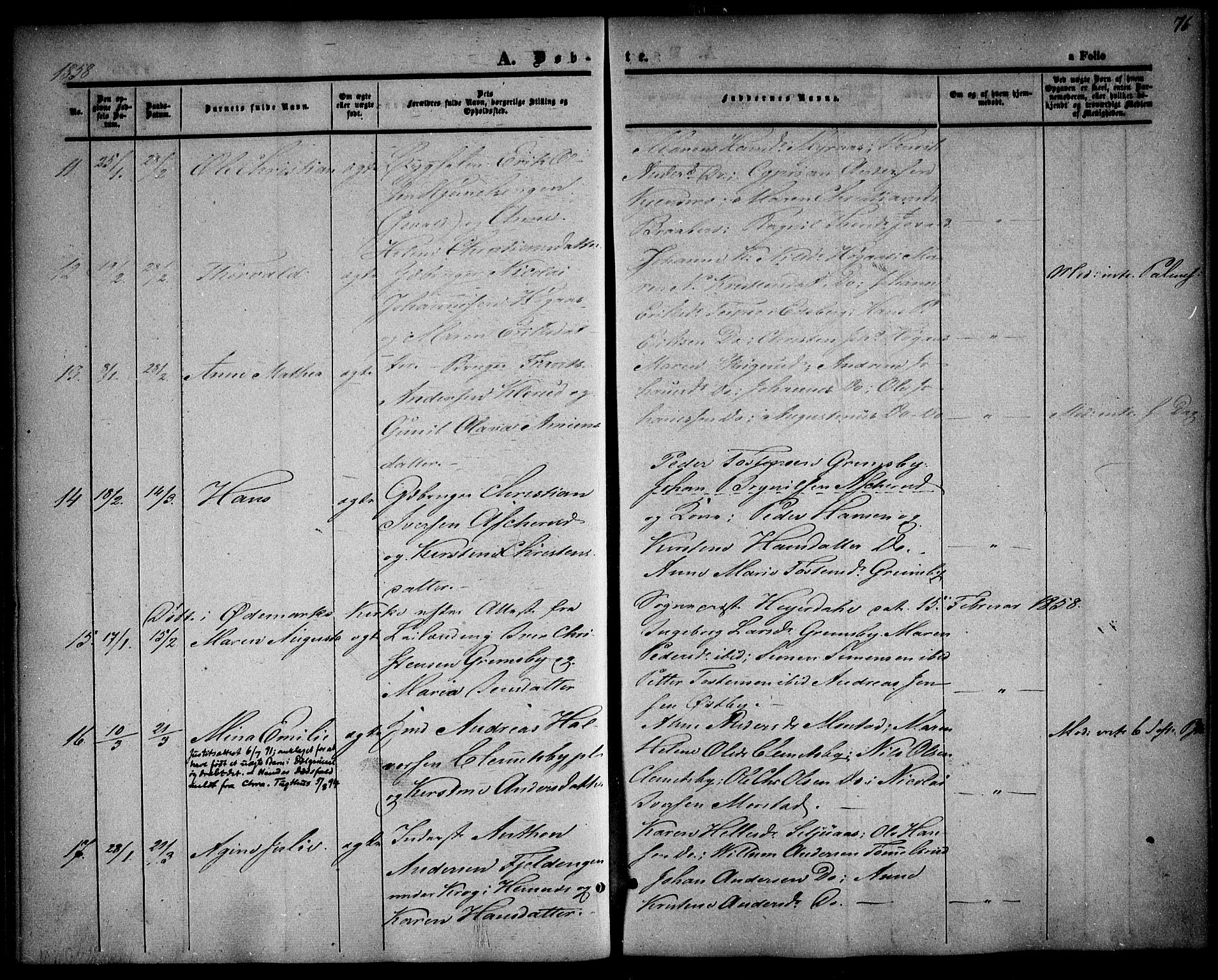 Rødenes prestekontor Kirkebøker, AV/SAO-A-2005/F/Fa/L0006: Parish register (official) no. I 6, 1850-1859, p. 76