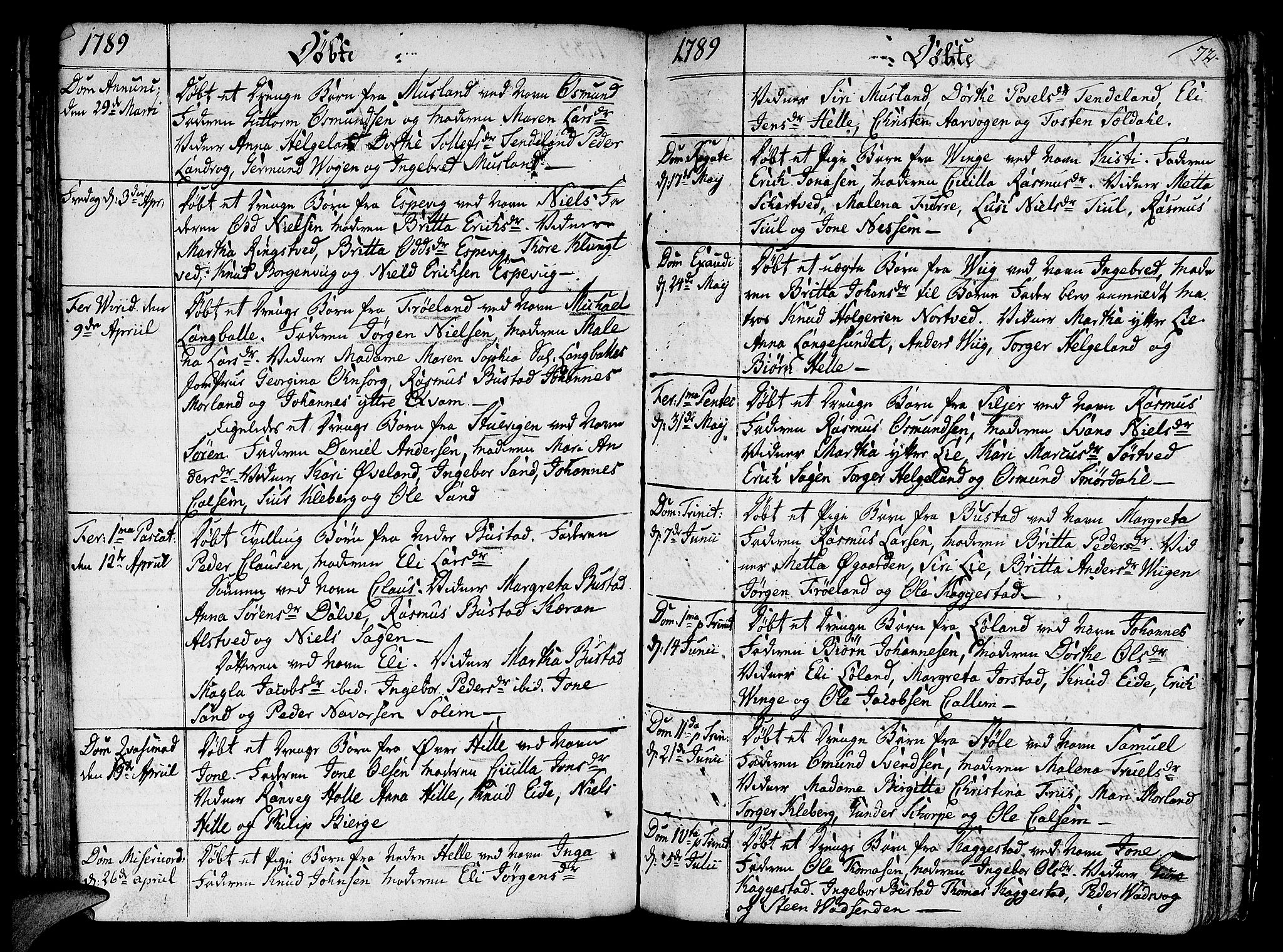 Nedstrand sokneprestkontor, SAST/A-101841/01/IV: Parish register (official) no. A 4, 1779-1795, p. 72