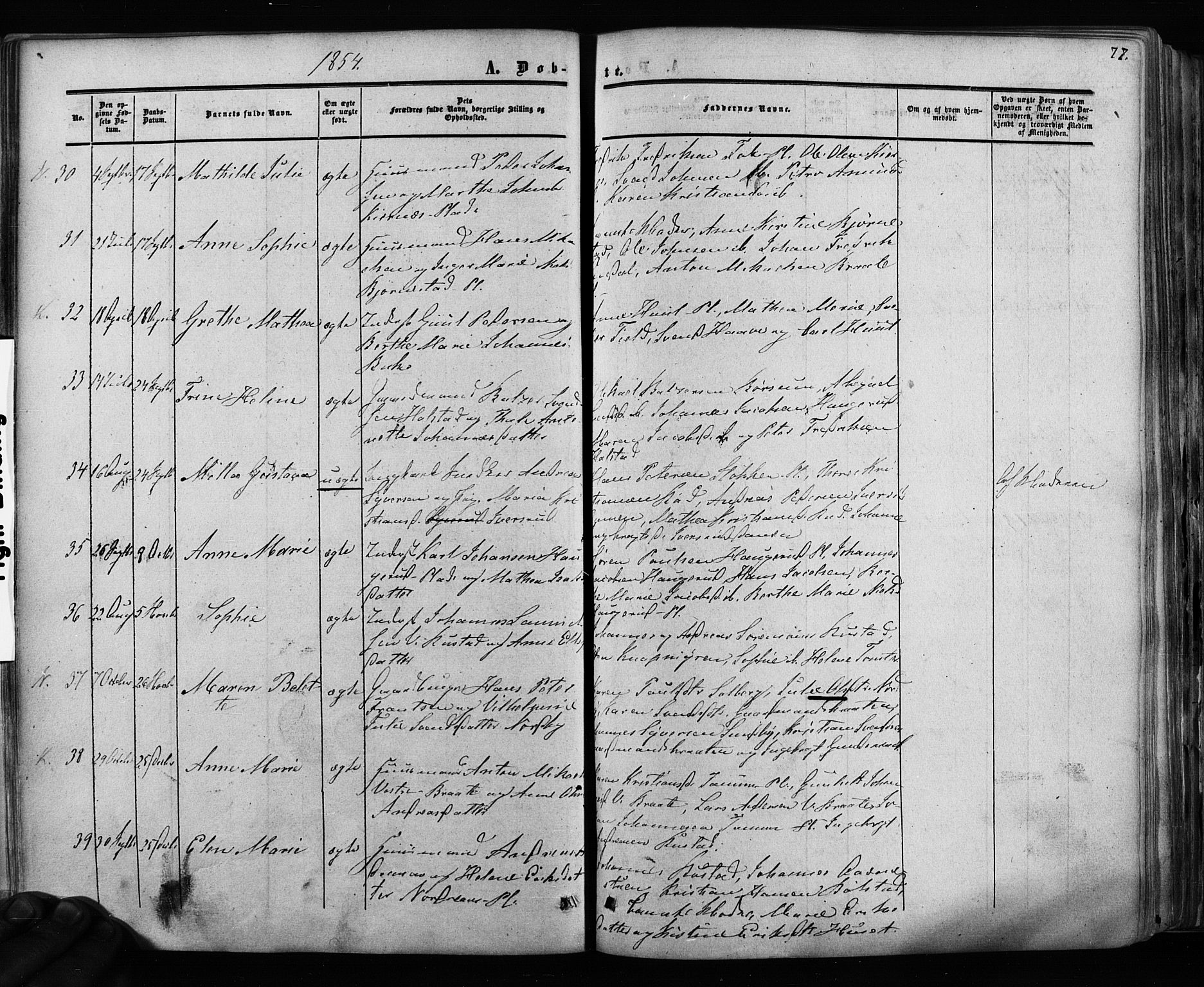 Ås prestekontor Kirkebøker, AV/SAO-A-10894/F/Fa/L0007: Parish register (official) no. I 7, 1854-1870, p. 77