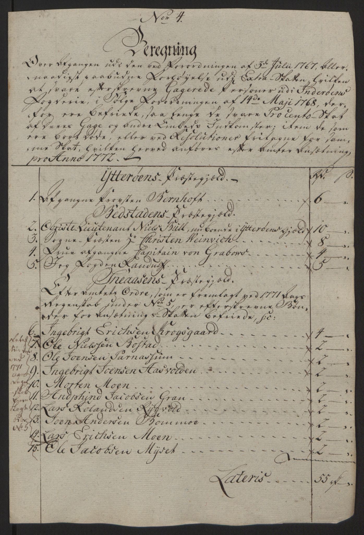 Rentekammeret inntil 1814, Reviderte regnskaper, Fogderegnskap, RA/EA-4092/R63/L4420: Ekstraskatten Inderøy, 1762-1772, p. 503