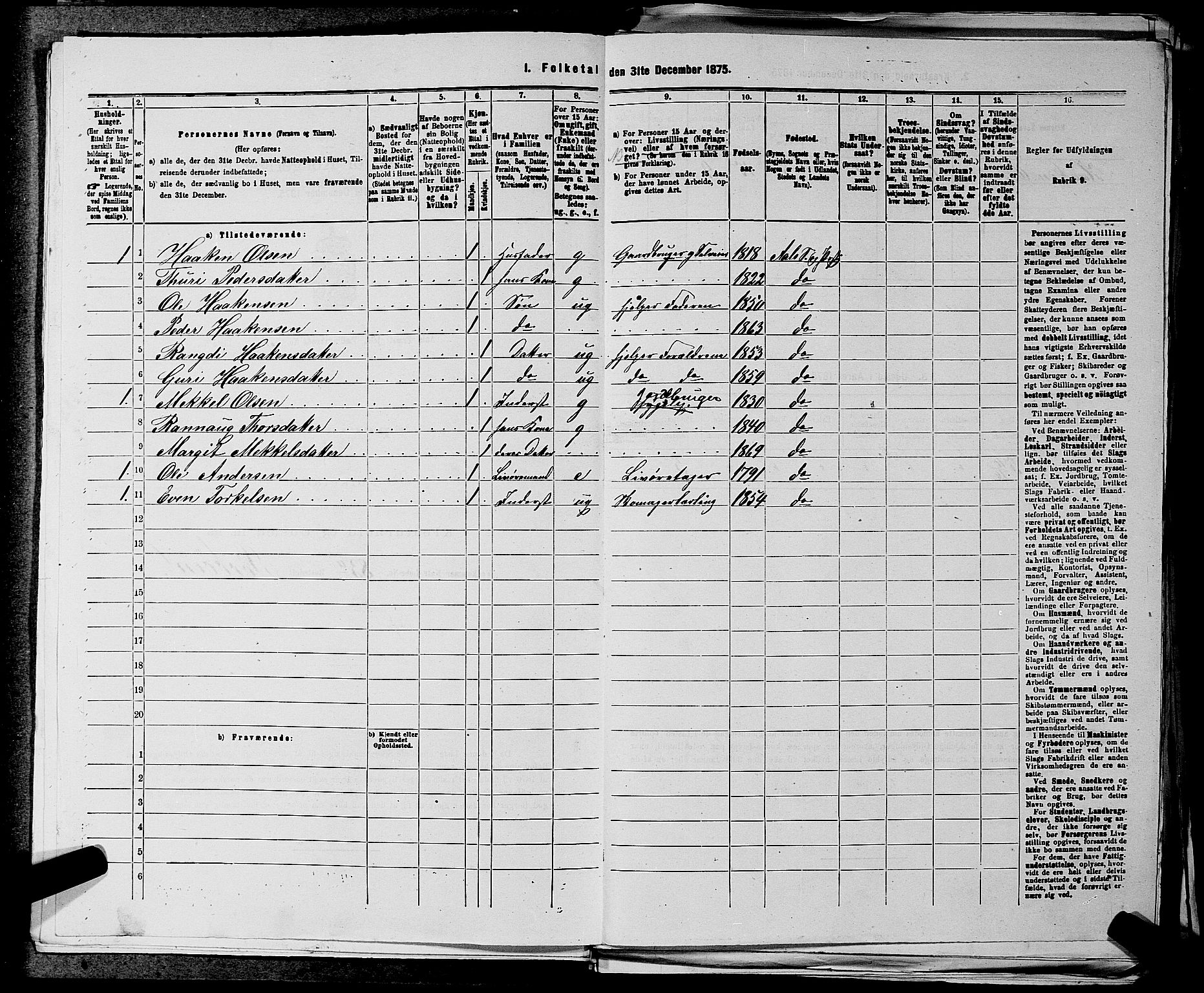 SAKO, 1875 census for 0619P Ål, 1875, p. 329