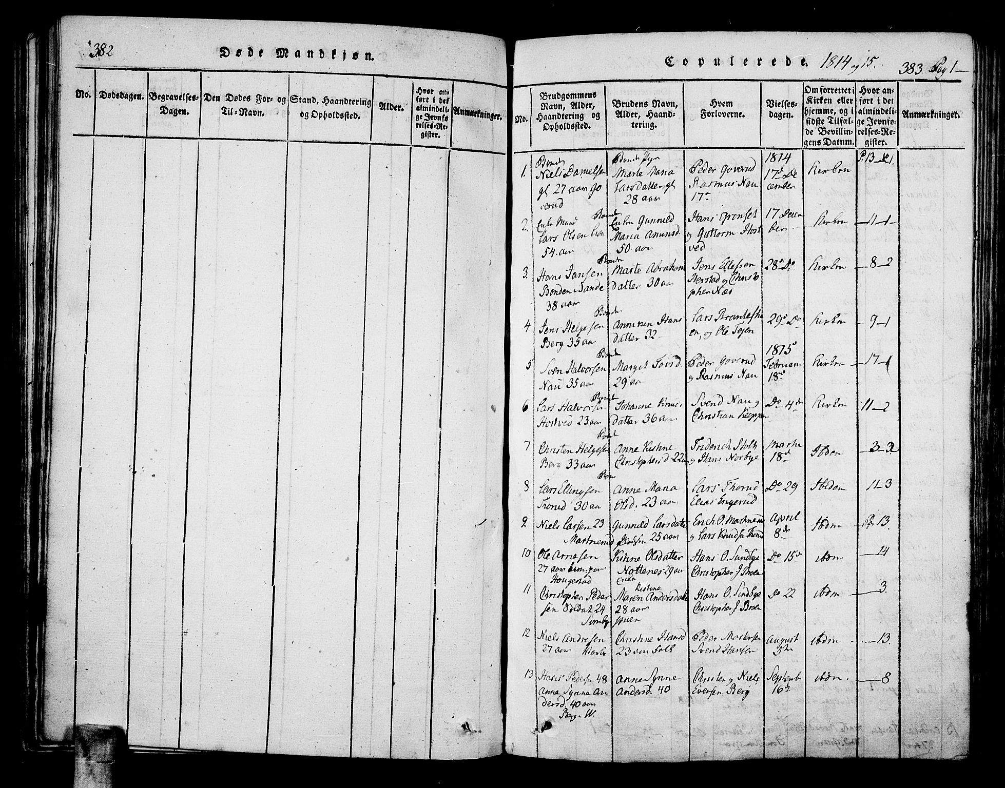 Hof kirkebøker, SAKO/A-64/F/Fa/L0004: Parish register (official) no. I 4, 1814-1843, p. 382-383