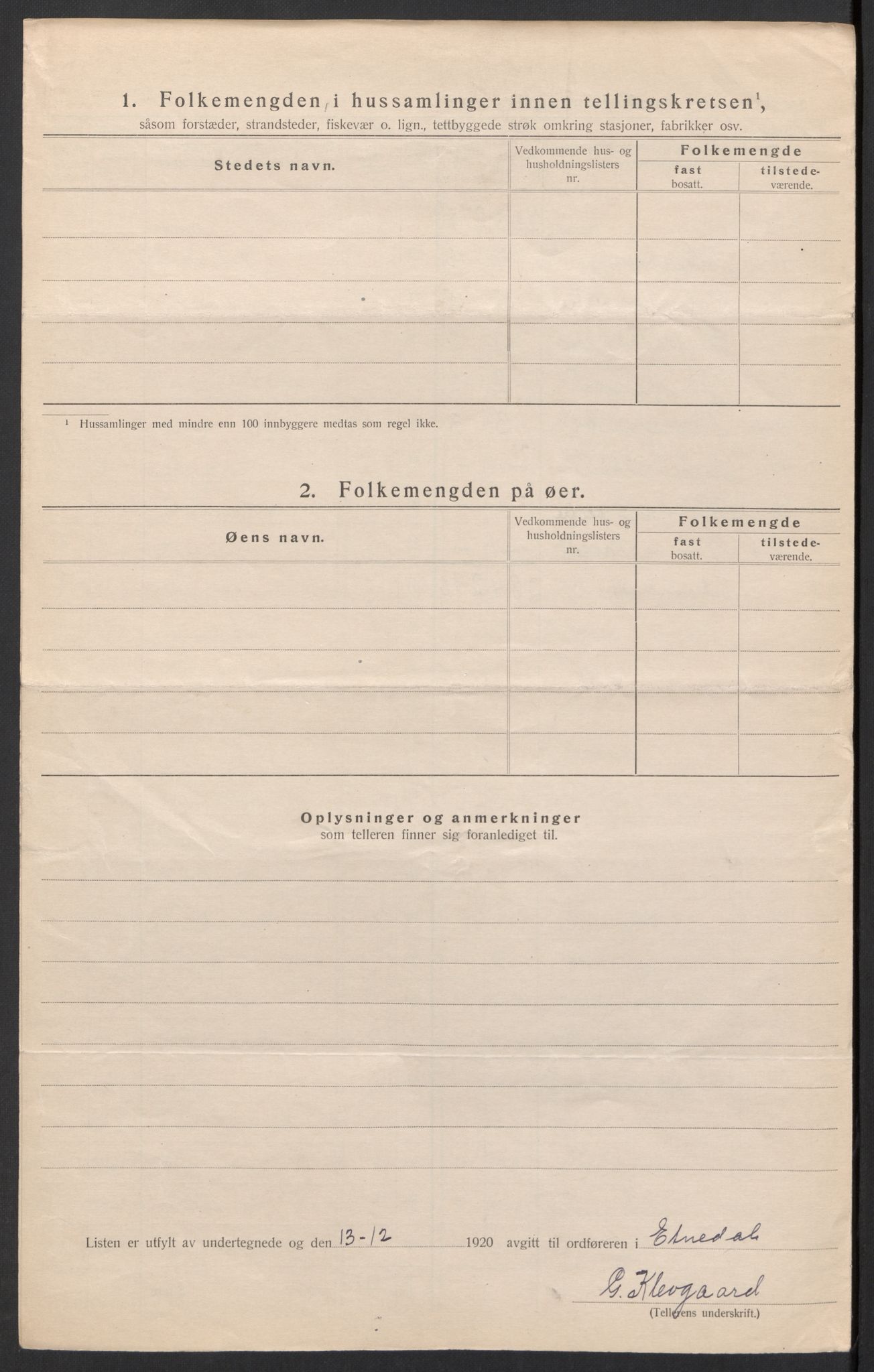 SAH, 1920 census for Etnedal, 1920, p. 27