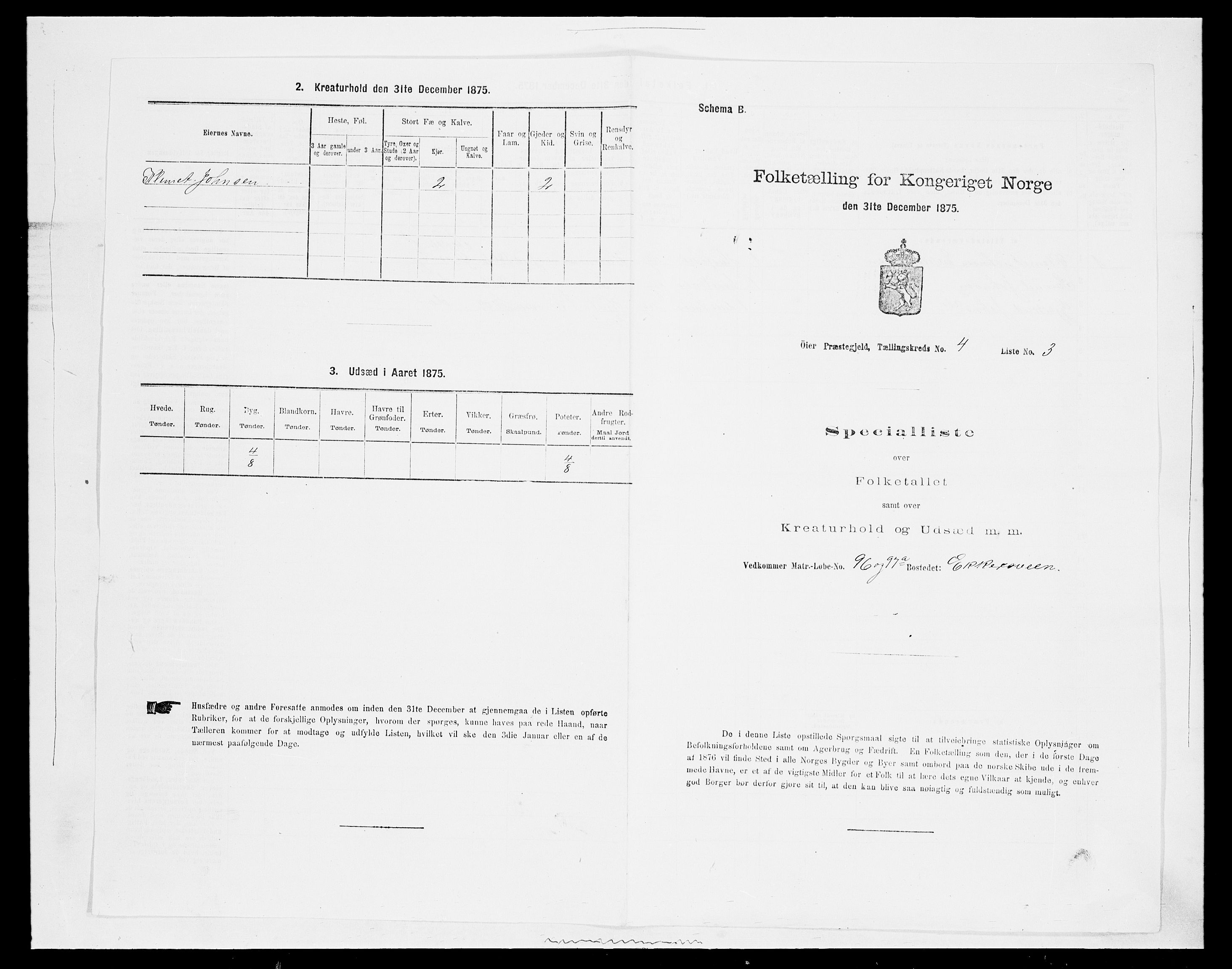 SAH, 1875 census for 0521P Øyer, 1875, p. 738