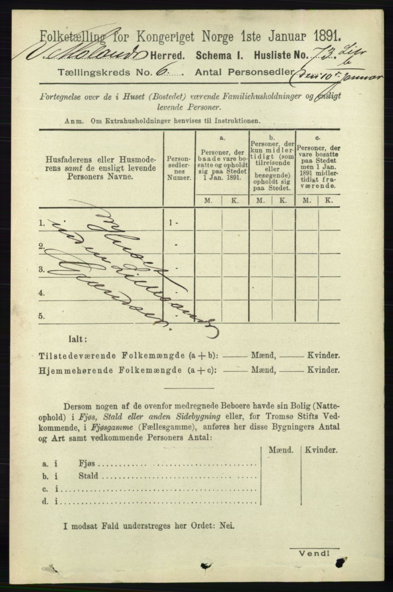 RA, 1891 census for 0926 Vestre Moland, 1891, p. 2348