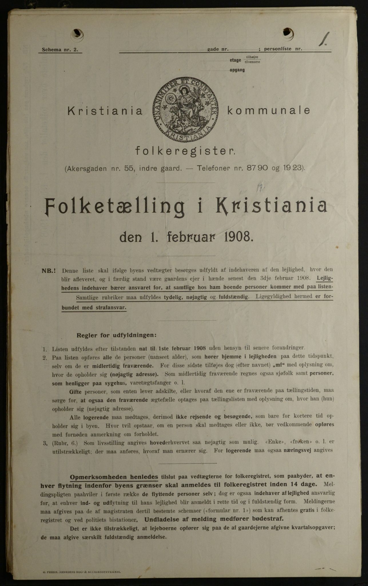 OBA, Municipal Census 1908 for Kristiania, 1908, p. 109456