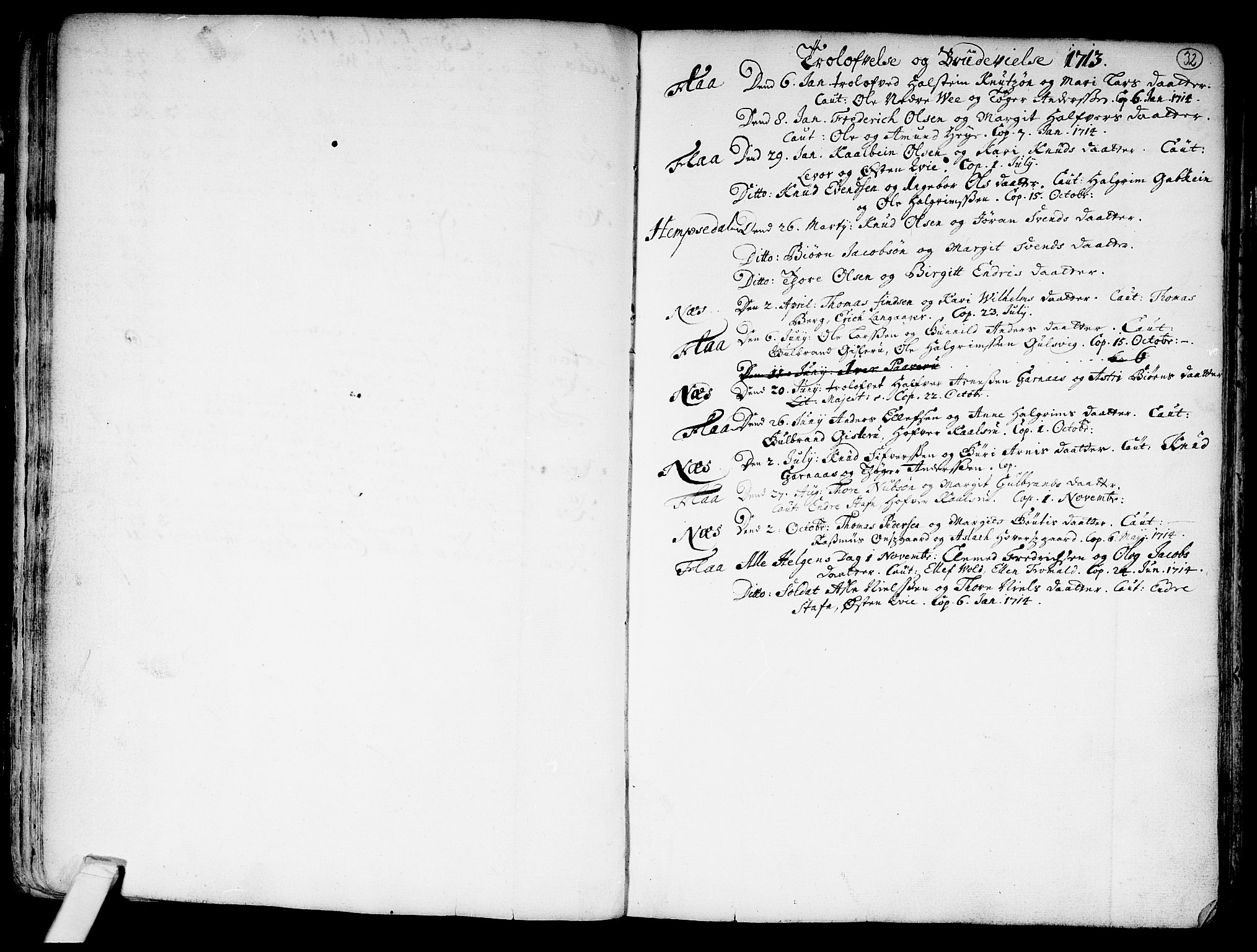 Nes kirkebøker, AV/SAKO-A-236/F/Fa/L0002: Parish register (official) no. 2, 1707-1759, p. 32