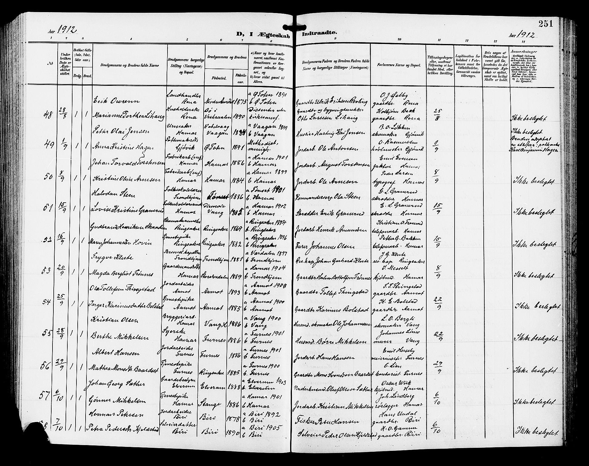 Hamar prestekontor, SAH/DOMPH-002/H/Ha/Hab/L0001: Parish register (copy) no. 1, 1899-1914, p. 251