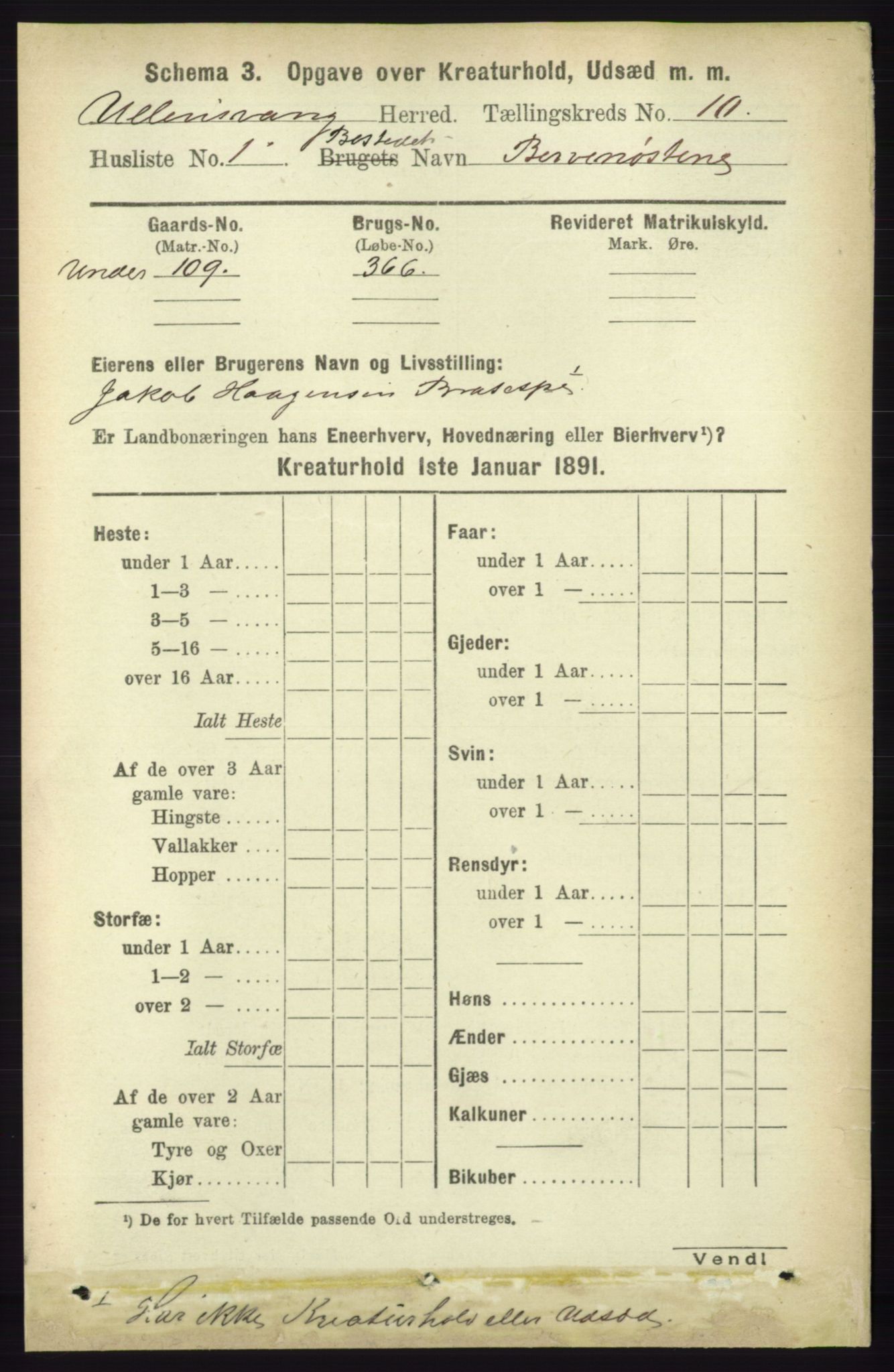 RA, 1891 census for 1230 Ullensvang, 1891, p. 7762