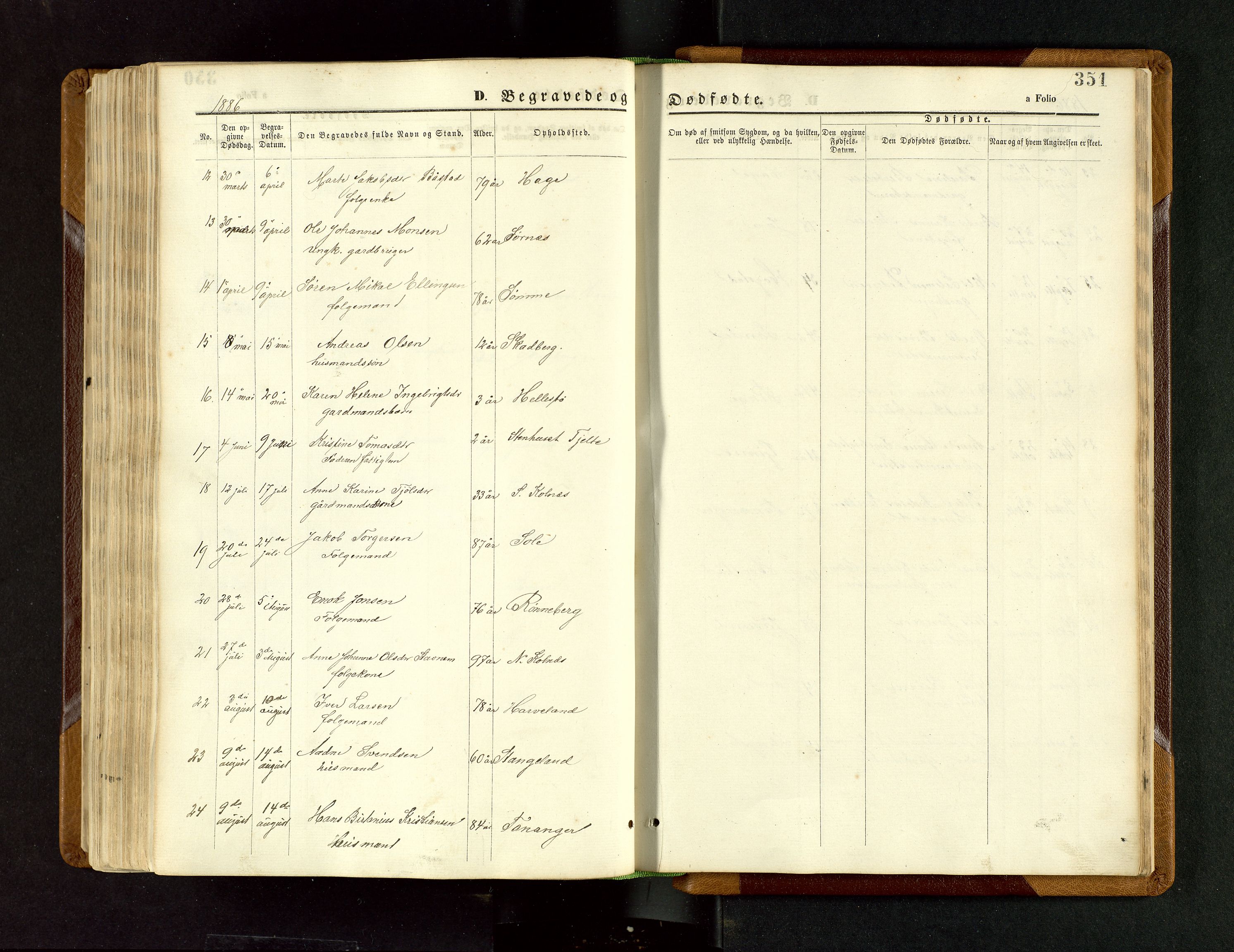 Håland sokneprestkontor, AV/SAST-A-101802/001/30BB/L0003: Parish register (copy) no. B 3, 1873-1893, p. 351