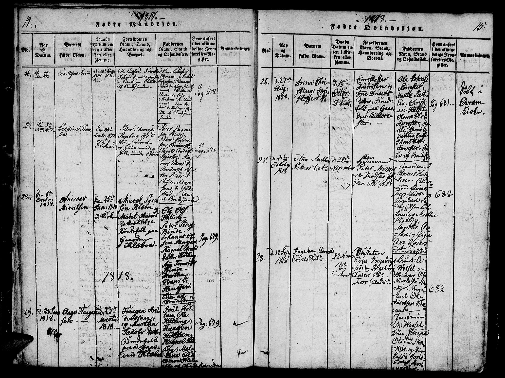 Ministerialprotokoller, klokkerbøker og fødselsregistre - Nord-Trøndelag, AV/SAT-A-1458/746/L0441: Parish register (official) no. 746A03 /1, 1816-1827, p. 14-15