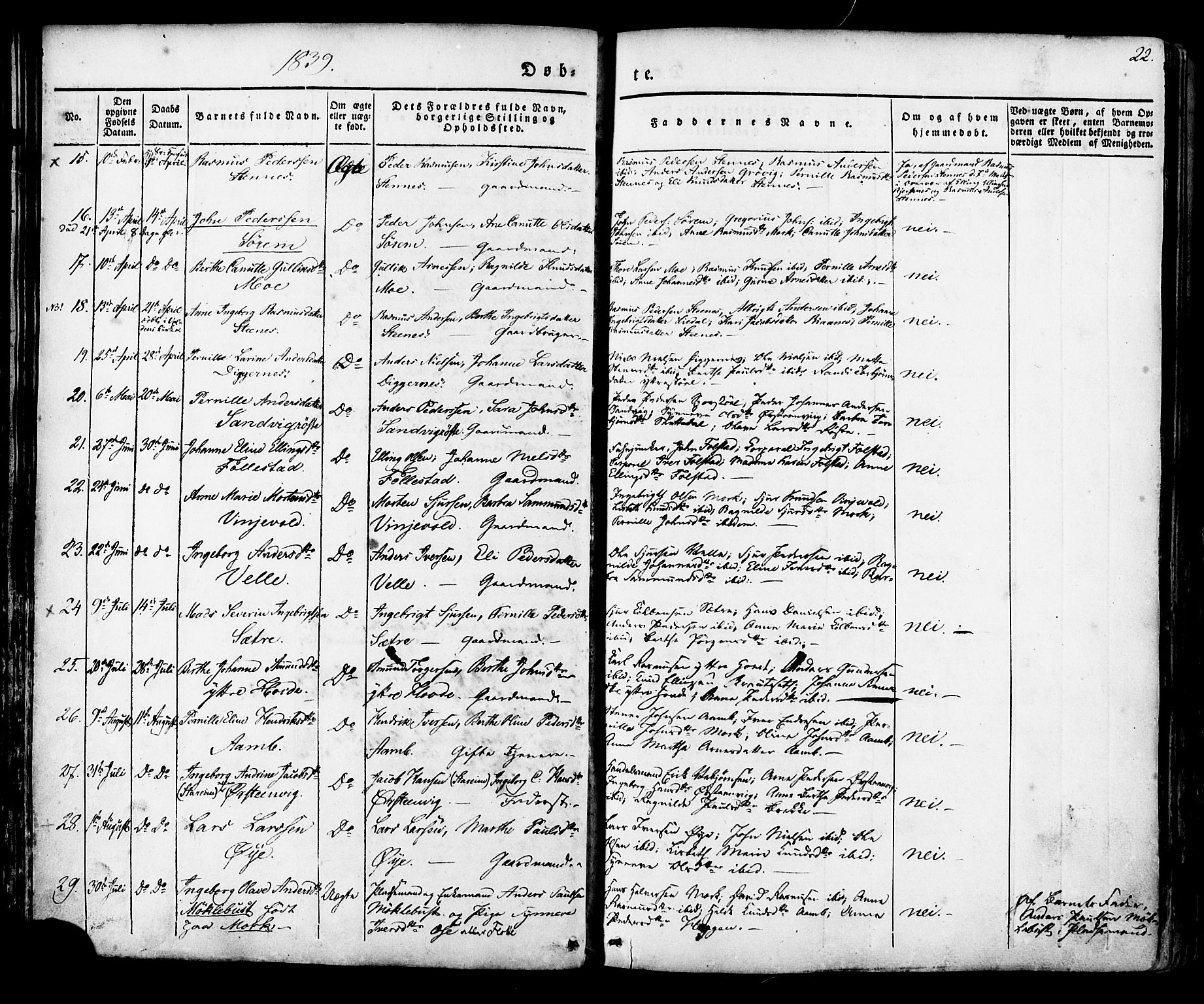 Ministerialprotokoller, klokkerbøker og fødselsregistre - Møre og Romsdal, AV/SAT-A-1454/513/L0174: Parish register (official) no. 513A01, 1831-1855, p. 22