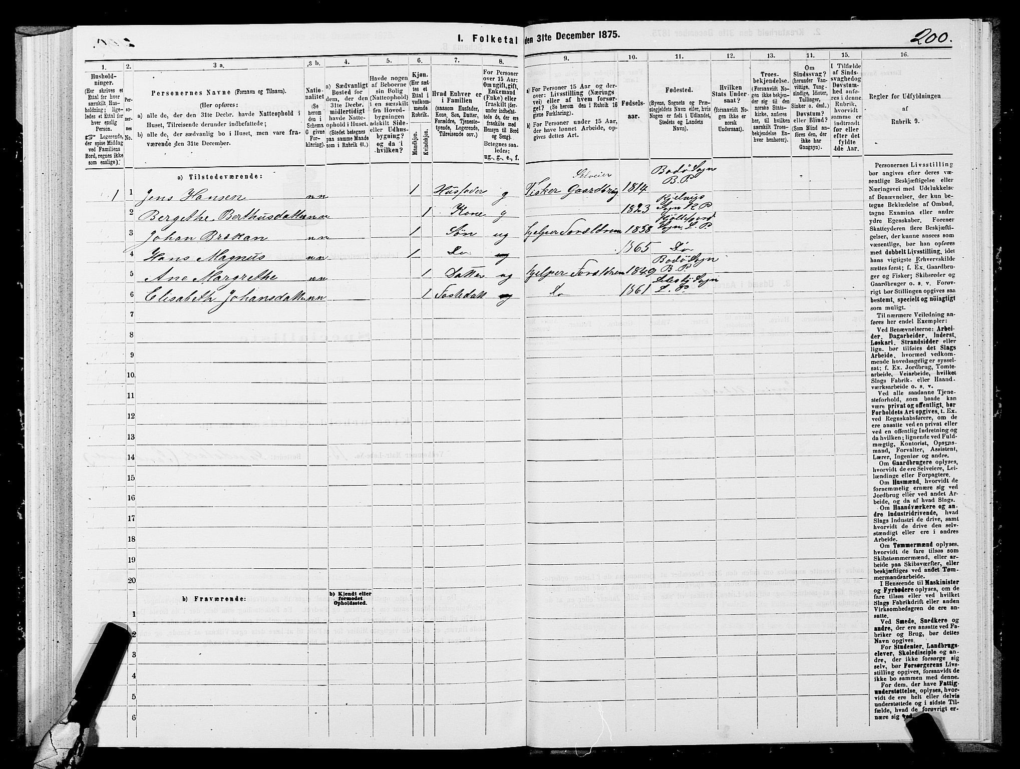 SATØ, 1875 census for 2022P Lebesby, 1875, p. 1200
