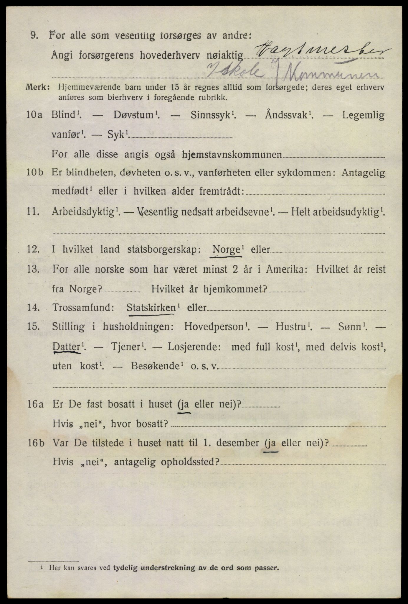 SAKO, 1920 census for Sandeherred, 1920, p. 9567